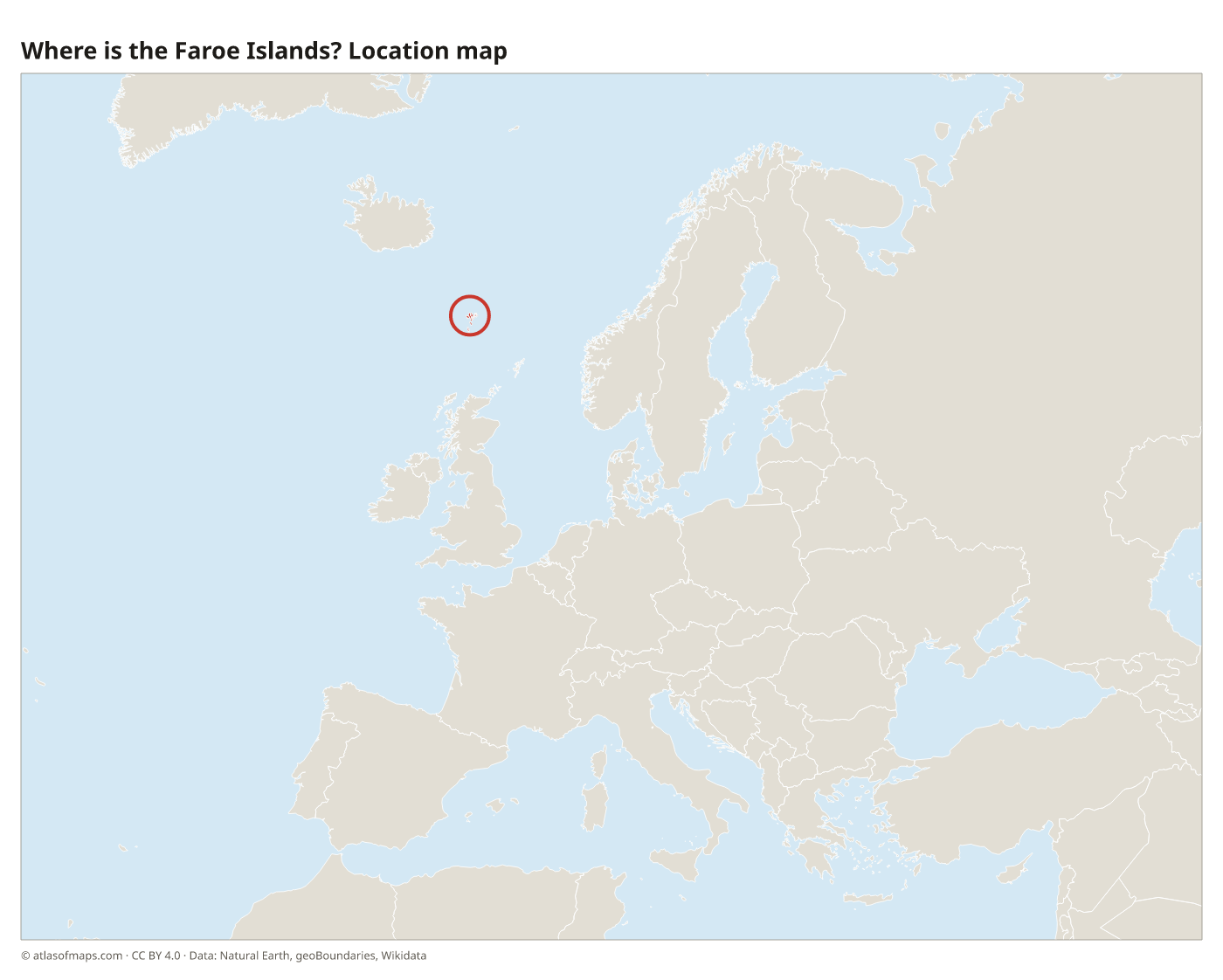 Where is the Faroe Islands? Location map with the Faroe Islands highlighted in red