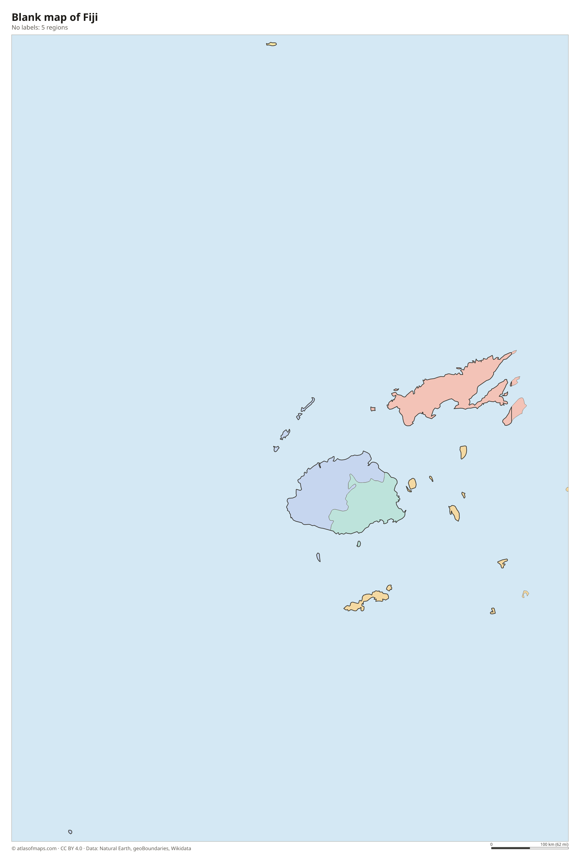 Blank outline map of Fiji without labels