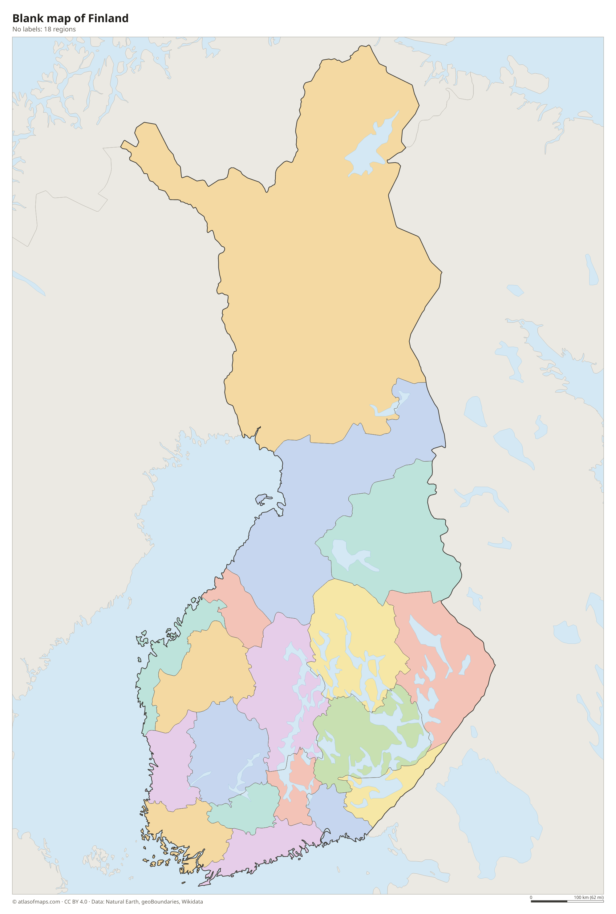 Blank outline map of Finland without labels
