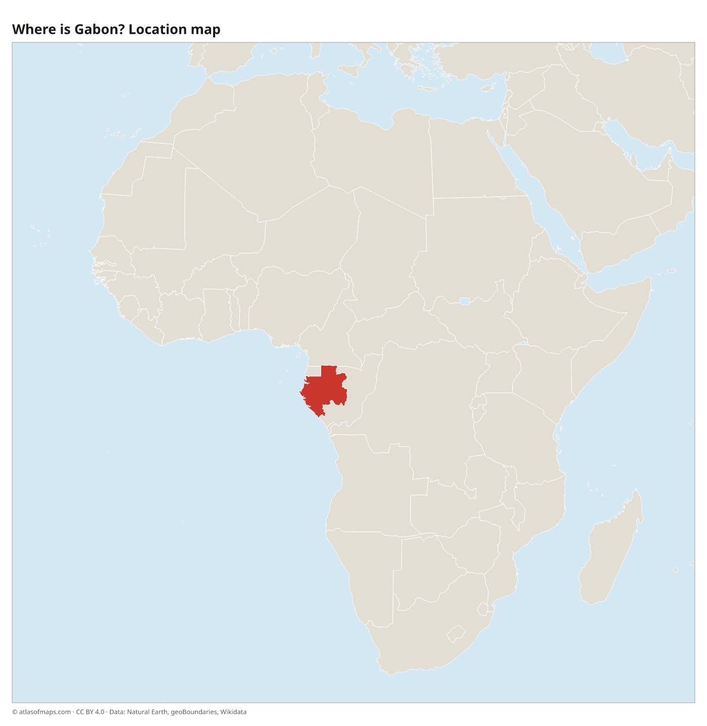 Where is Gabon? Location map with Gabon highlighted in red