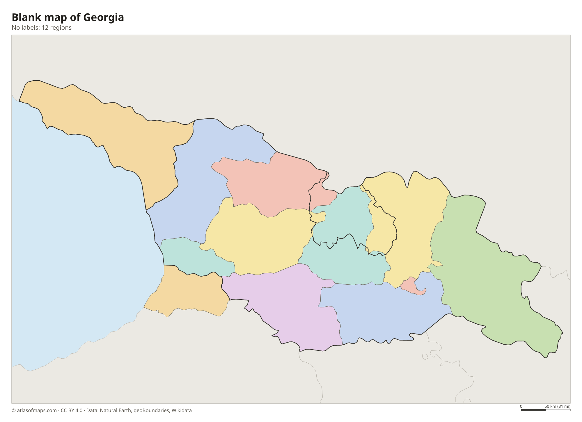 Blank outline map of Georgia without labels