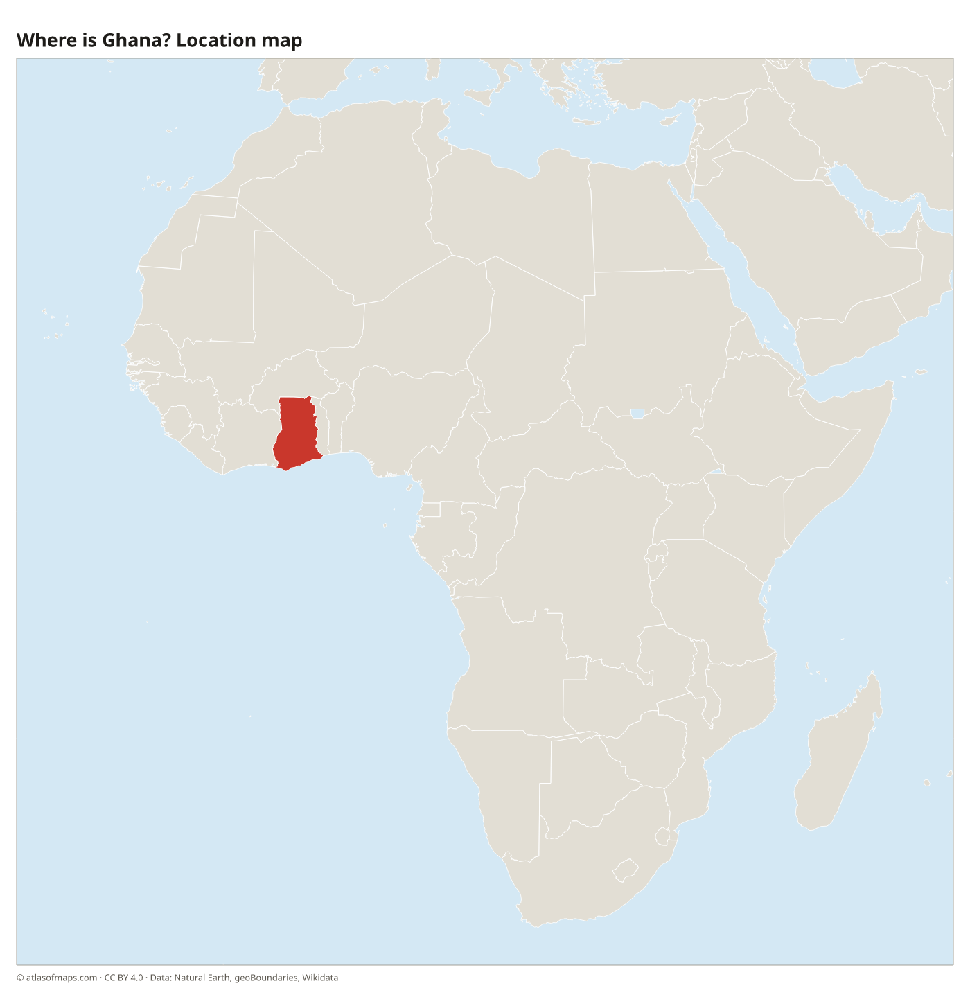 Where is Ghana? Location map with Ghana highlighted in red