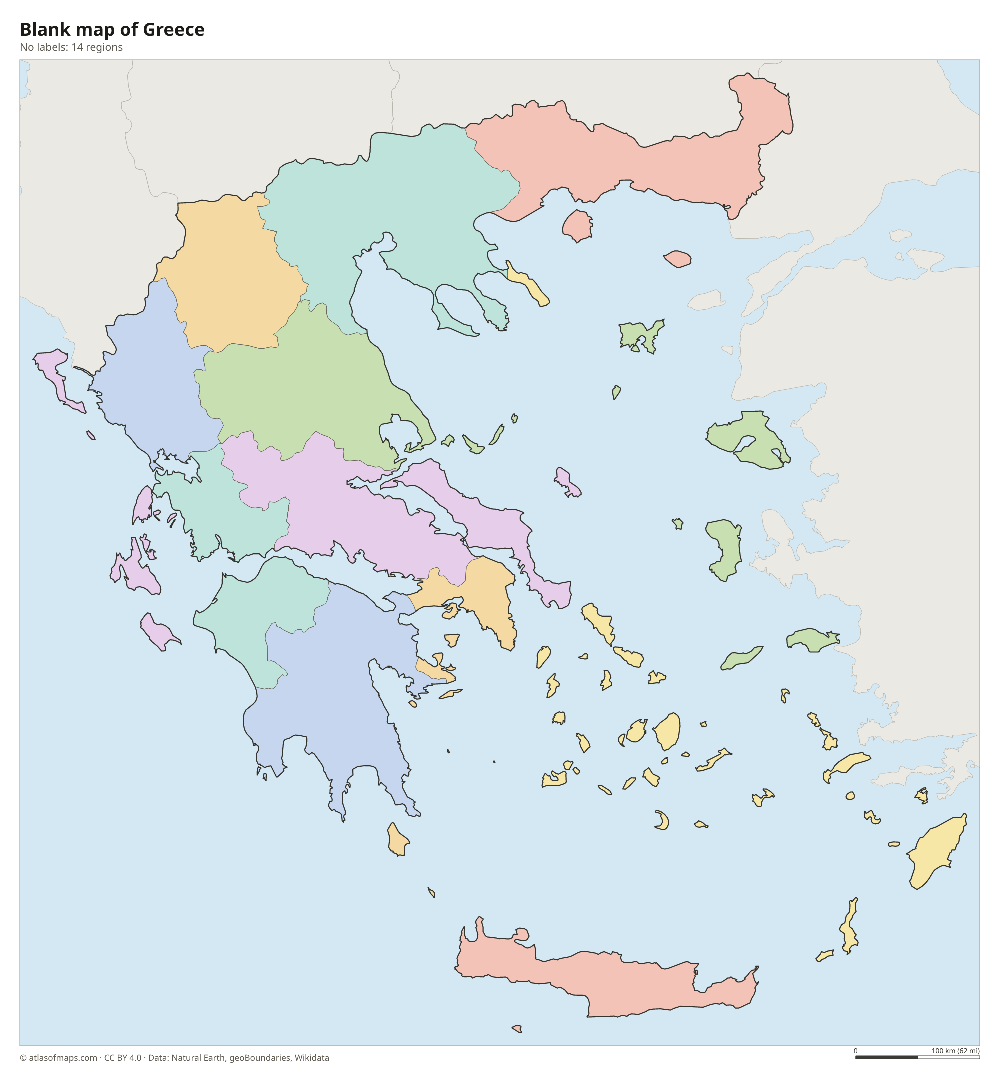 Blank outline map of Greece without labels