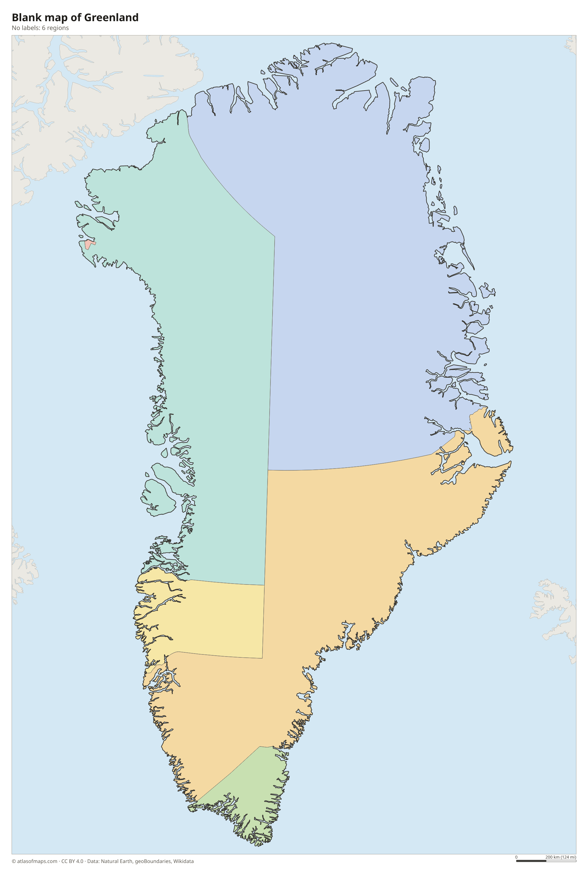 Blank outline map of Greenland without labels