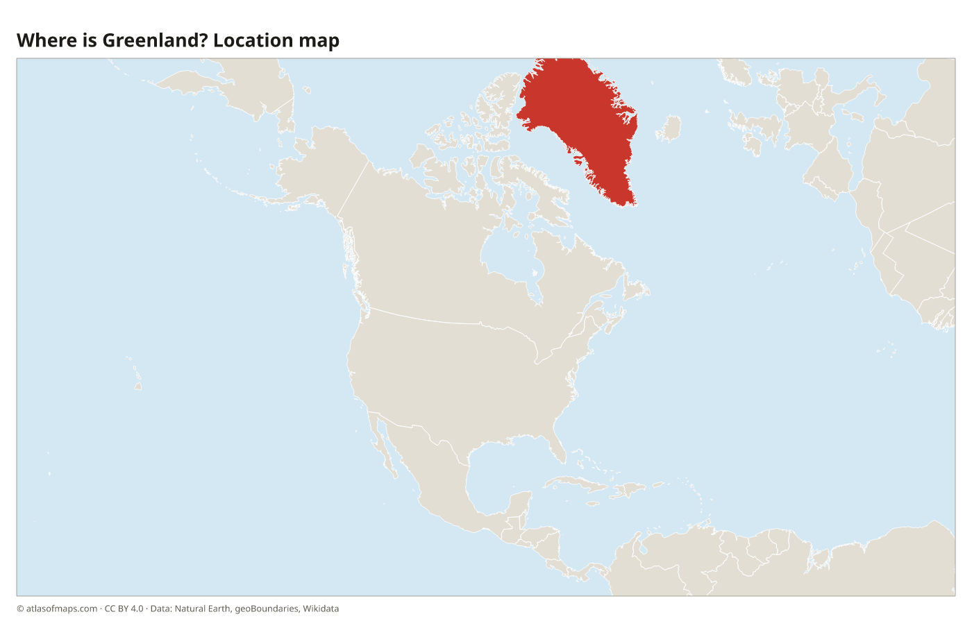 Where is Greenland? Location map with Greenland highlighted in red