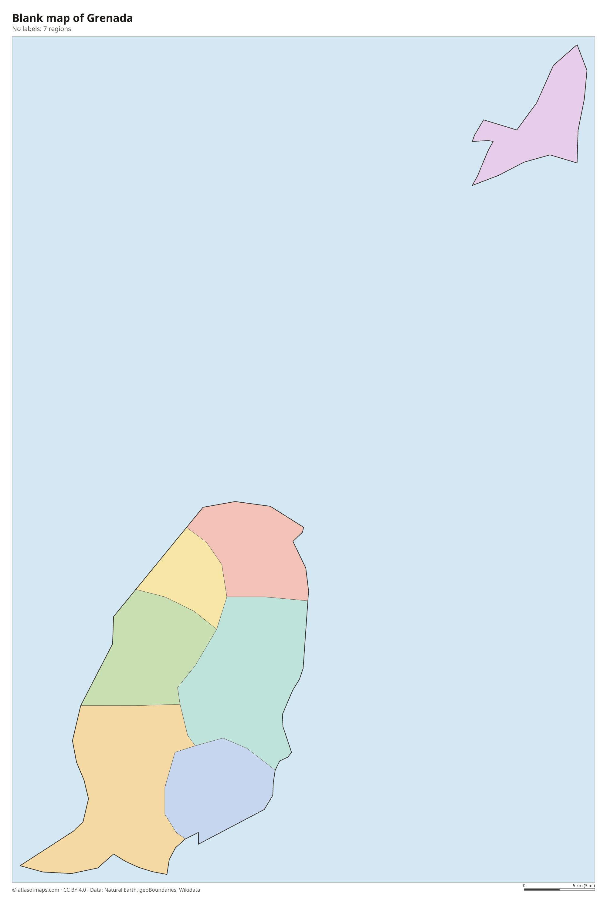 Blank outline map of Grenada without labels