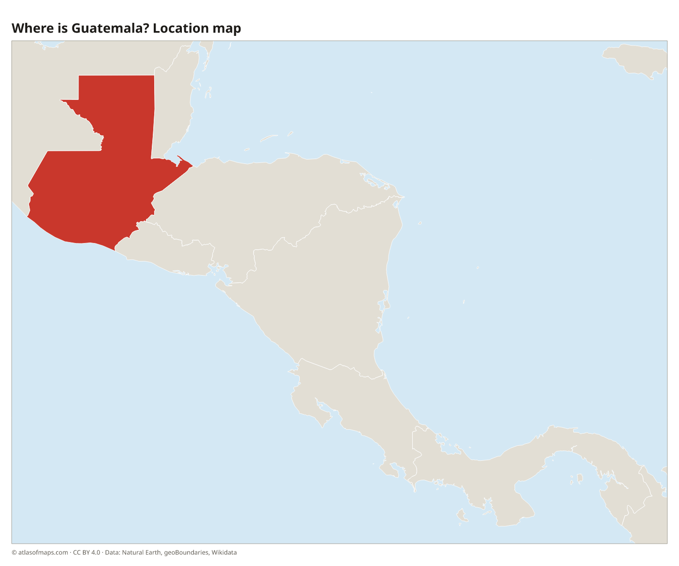 Where is Guatemala? Location map with Guatemala highlighted in red