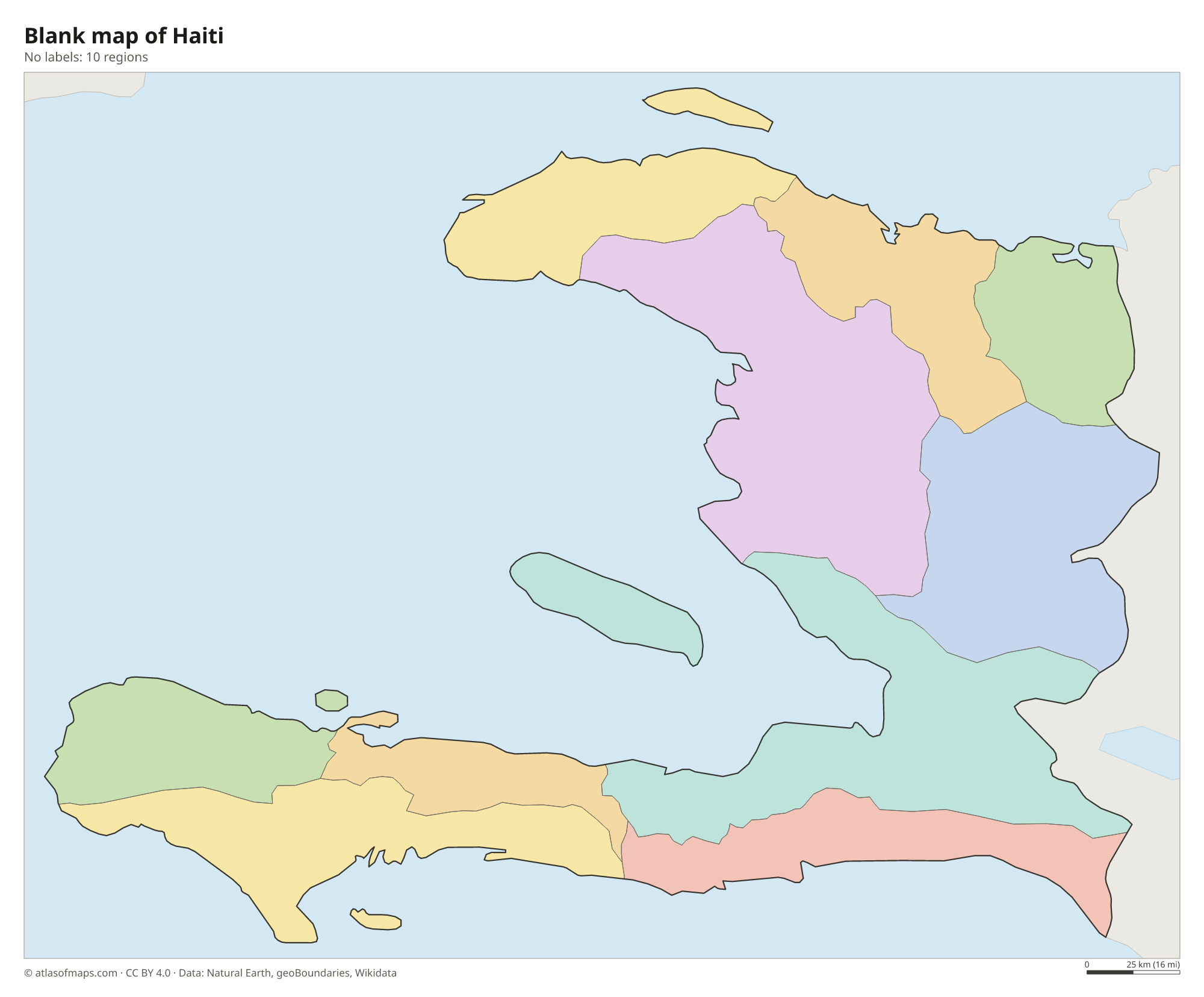 Blank outline map of Haiti without labels