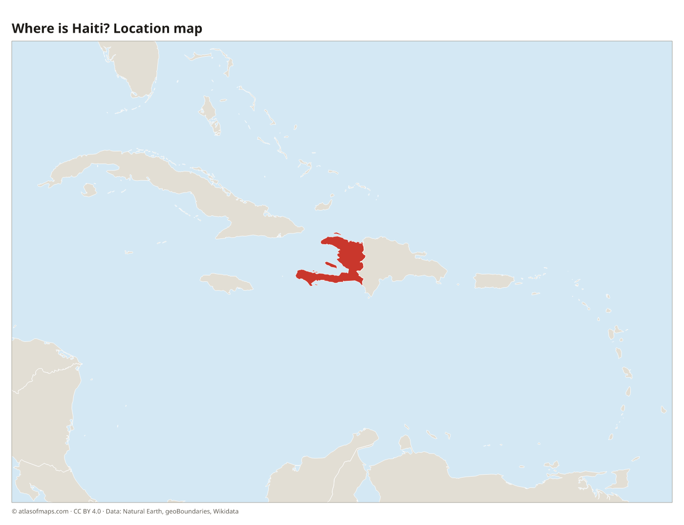 Where is Haiti? Location map with Haiti highlighted in red