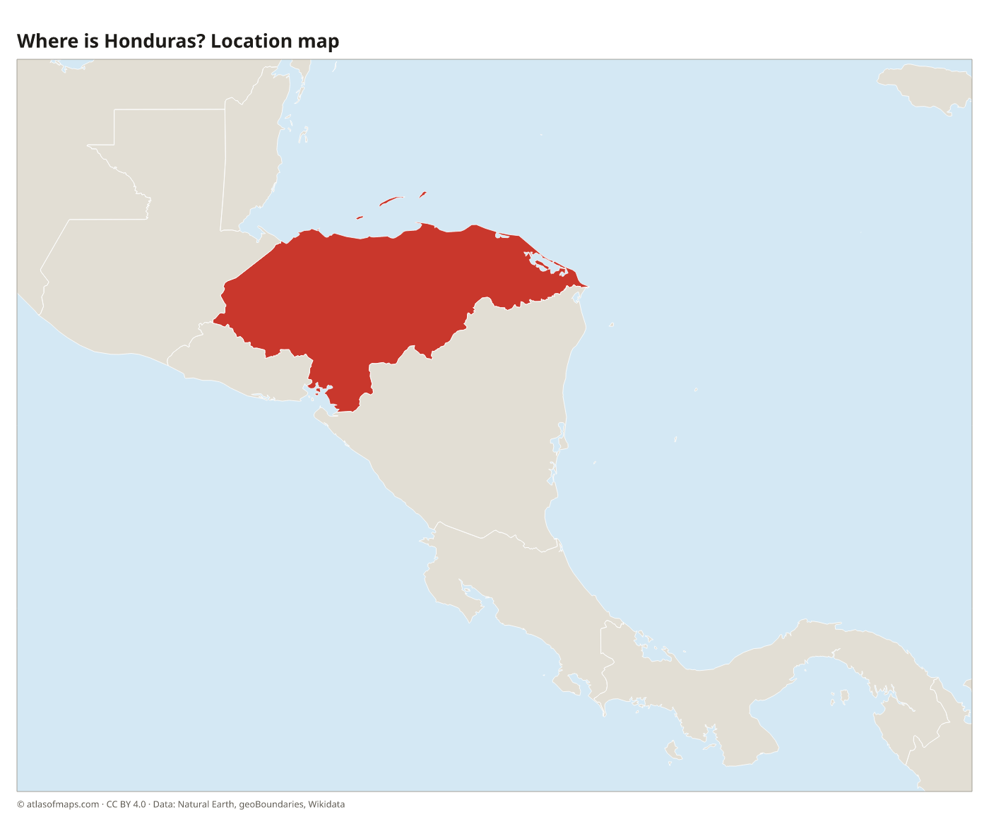 Where is Honduras? Location map with Honduras highlighted in red