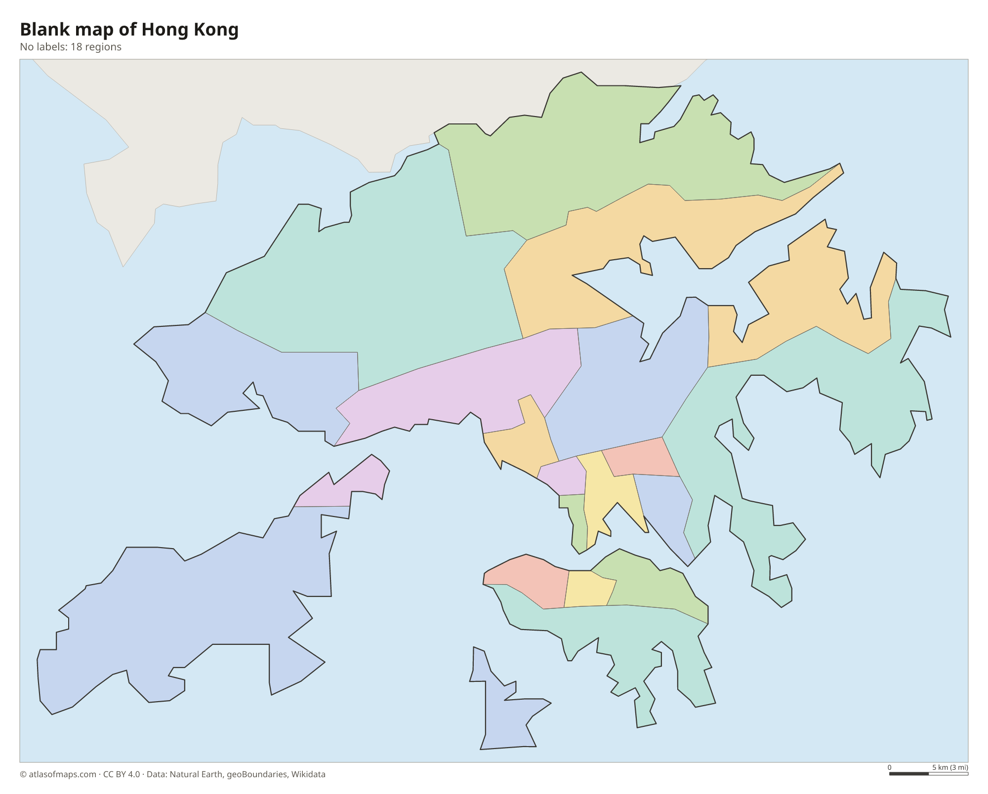 Blank outline map of Hong Kong without labels