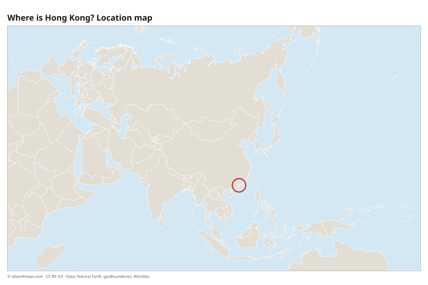 Where is Hong Kong? Location map with Hong Kong highlighted in red
