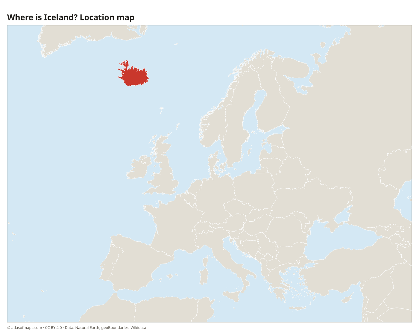 Where is Iceland? Location map with Iceland highlighted in red
