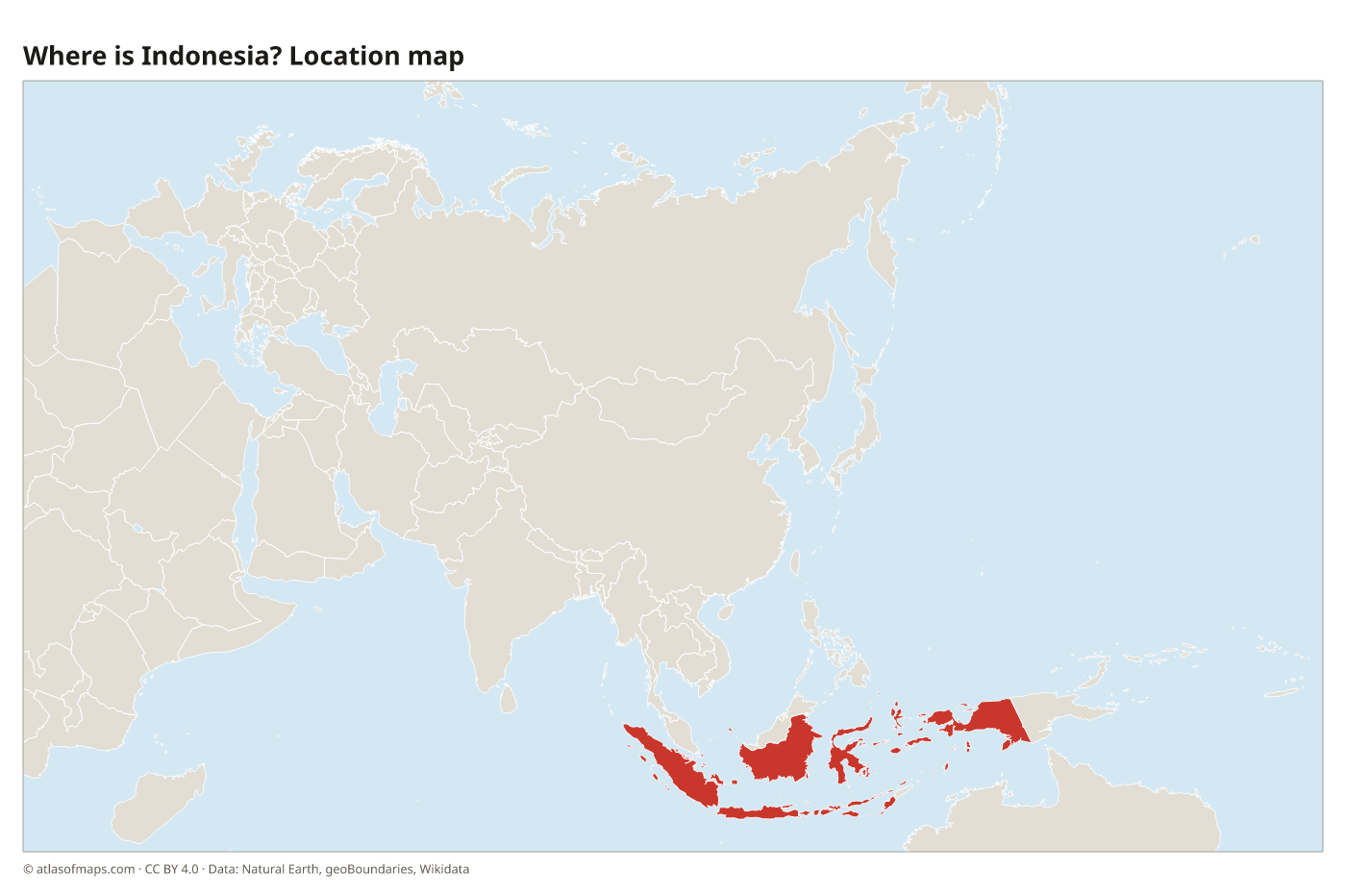 Where is Indonesia? Location map with Indonesia highlighted in red