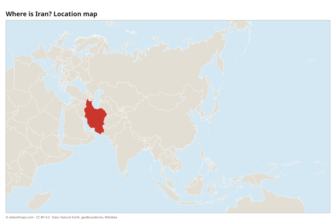 Where is Iran? Location map with Iran highlighted in red