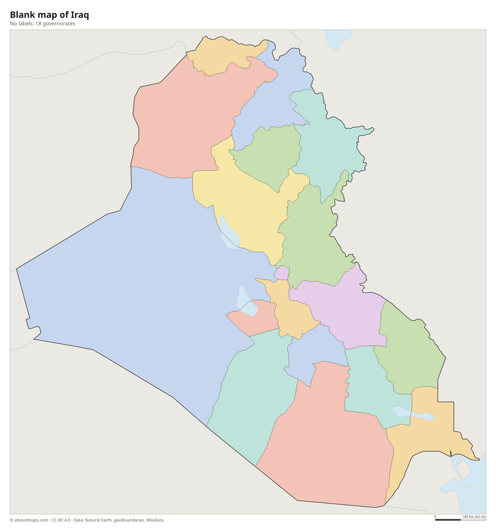 Blank outline map of Iraq without labels