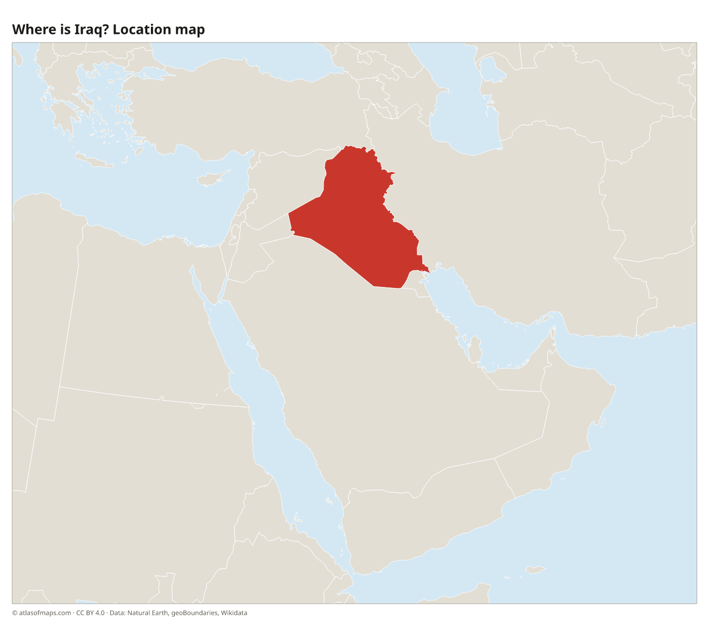 Where is Iraq? Location map with Iraq highlighted in red
