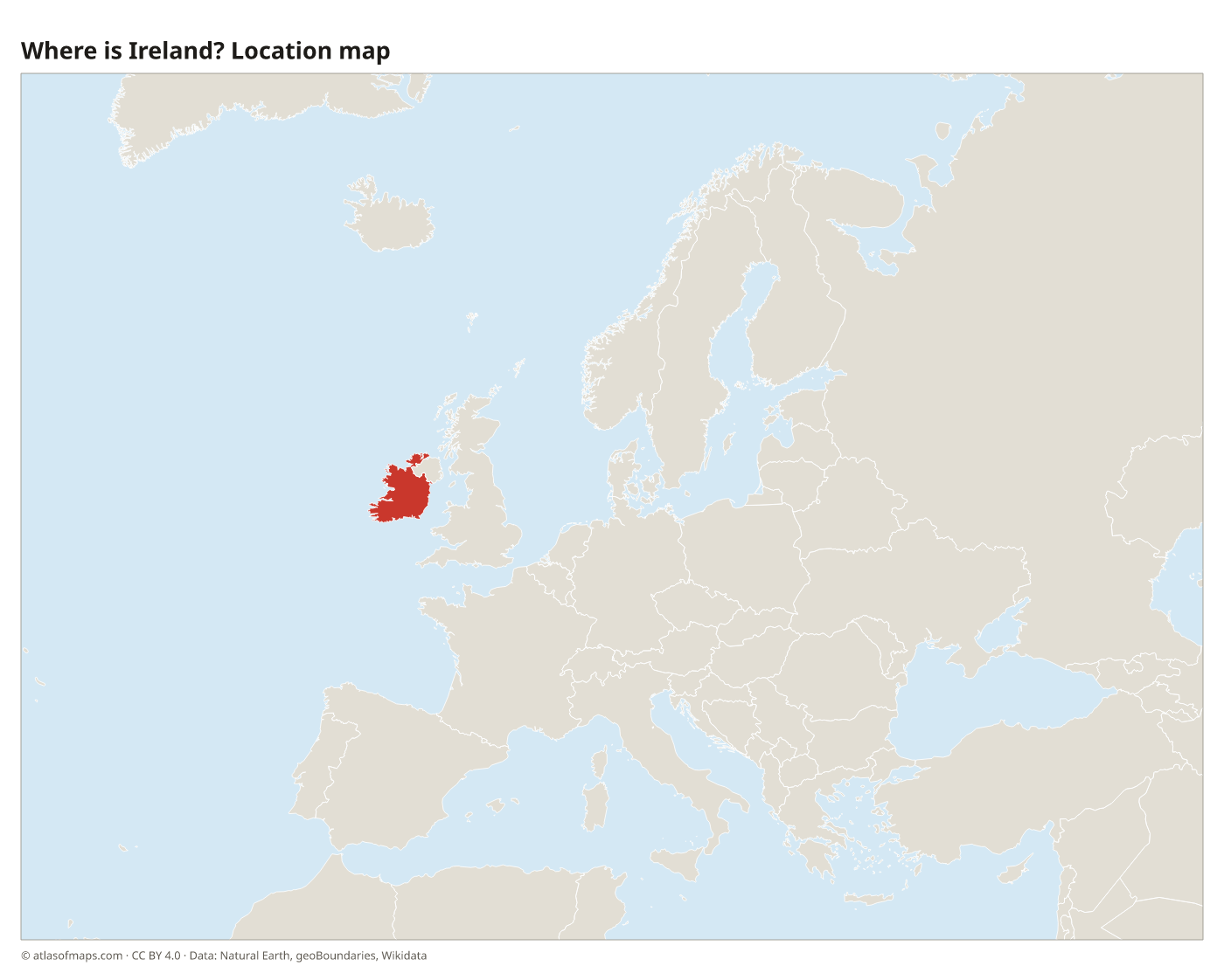 Where is Ireland? Location map with Ireland highlighted in red