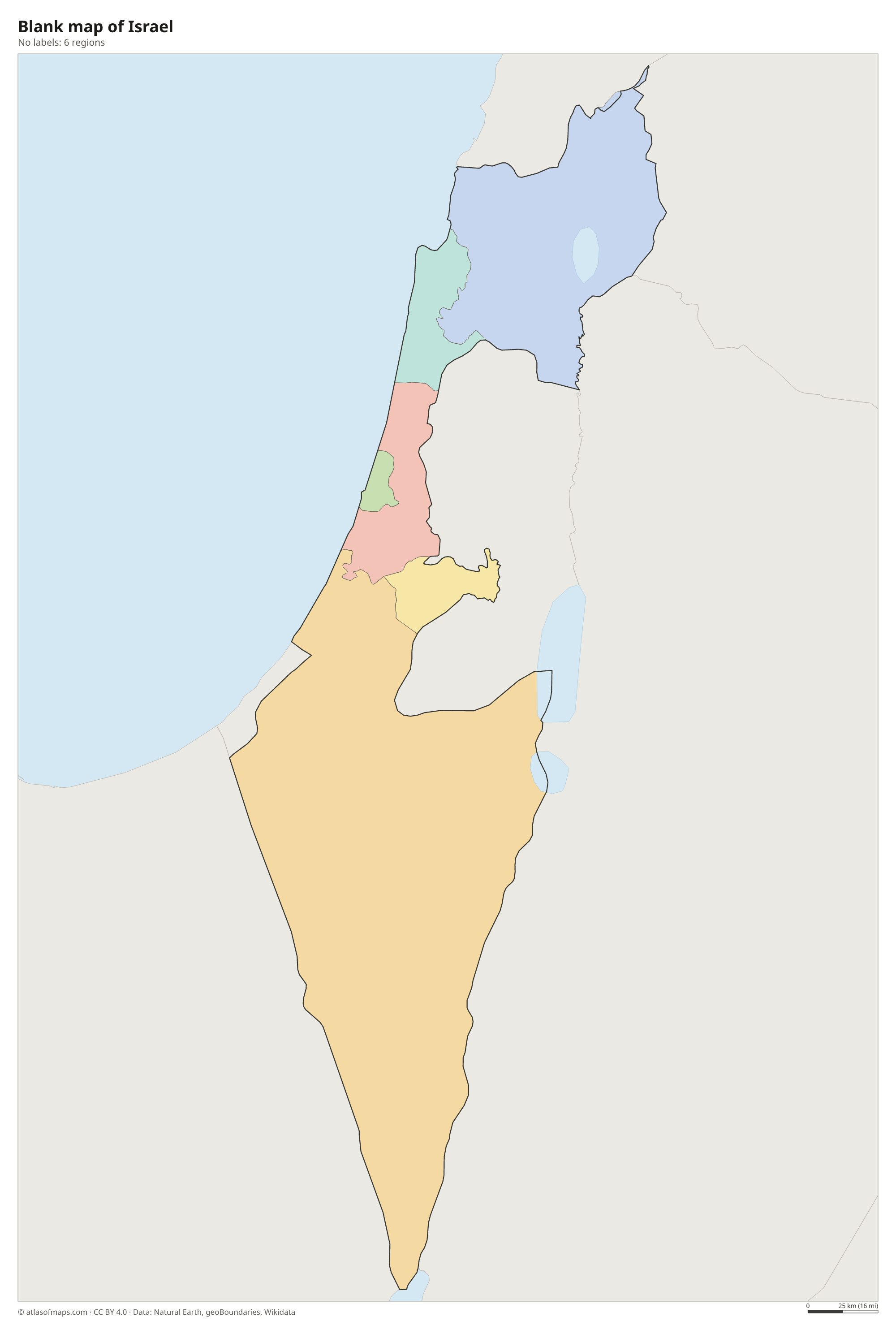Blank outline map of Israel without labels