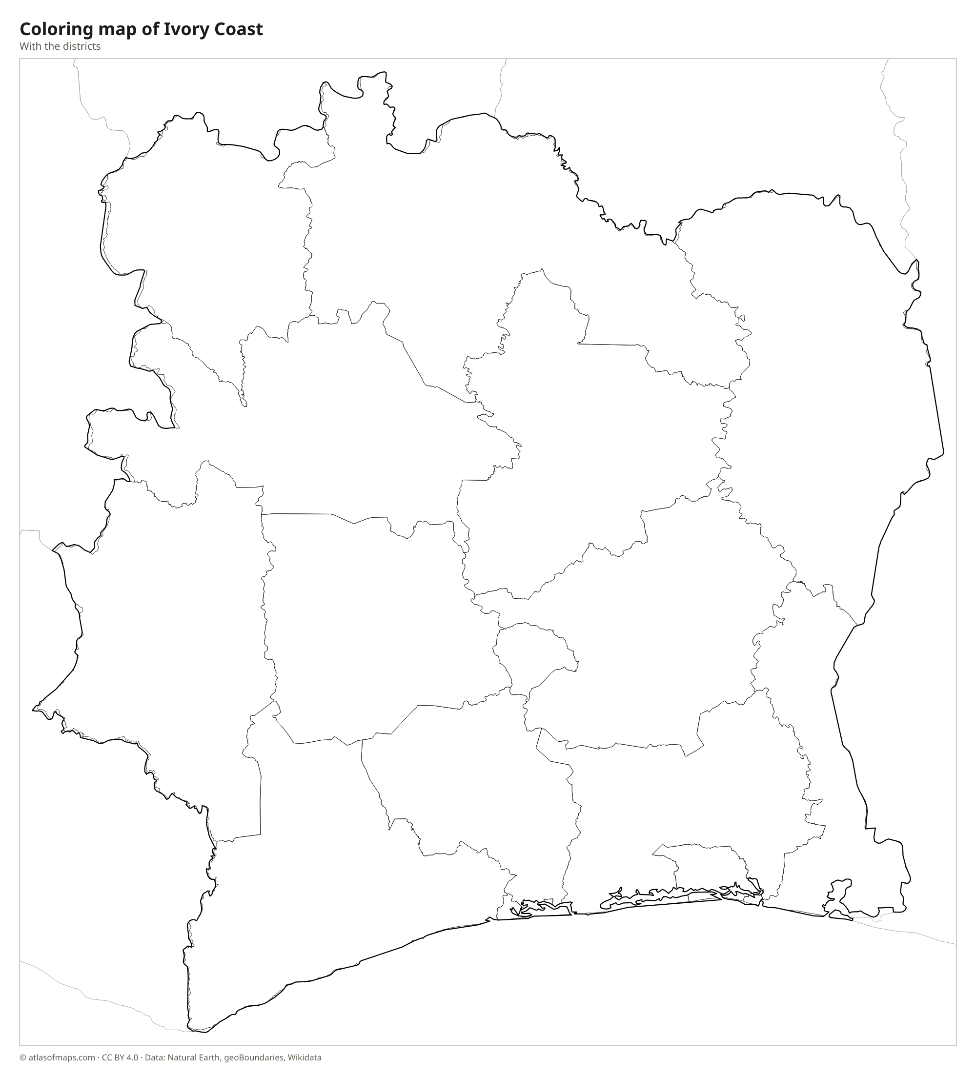 Coloring map of Ivory Coast