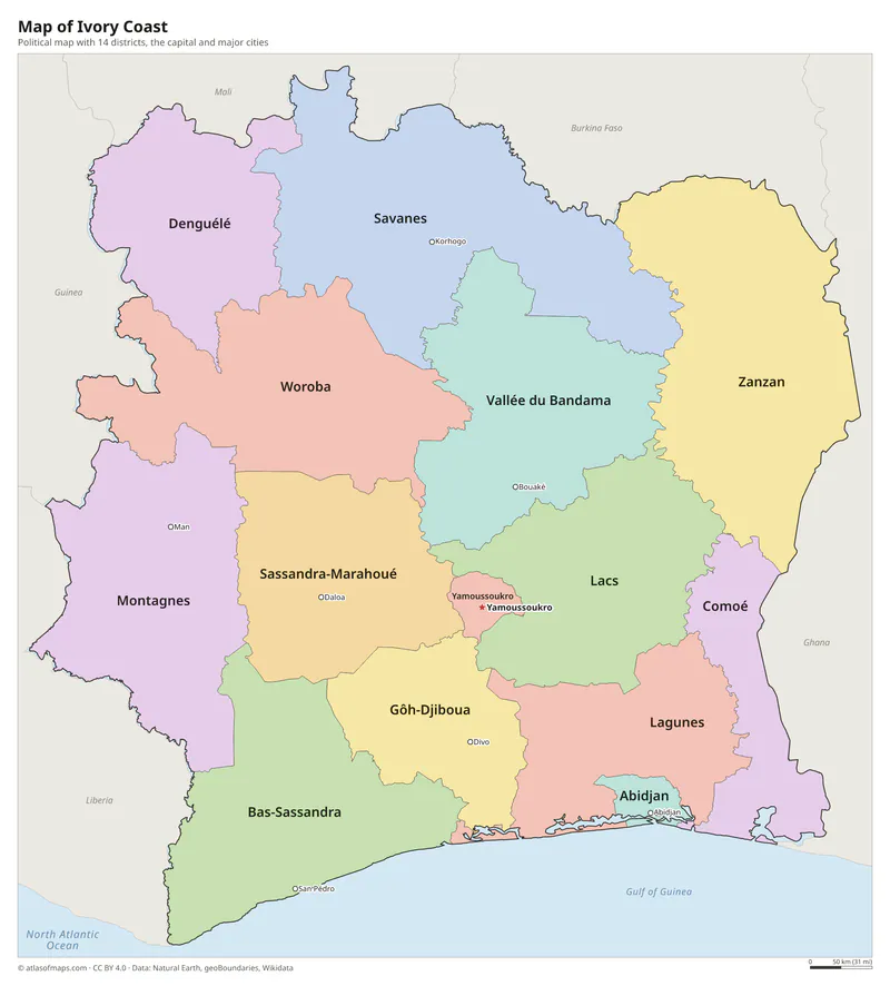 Map of Ivory Coast
