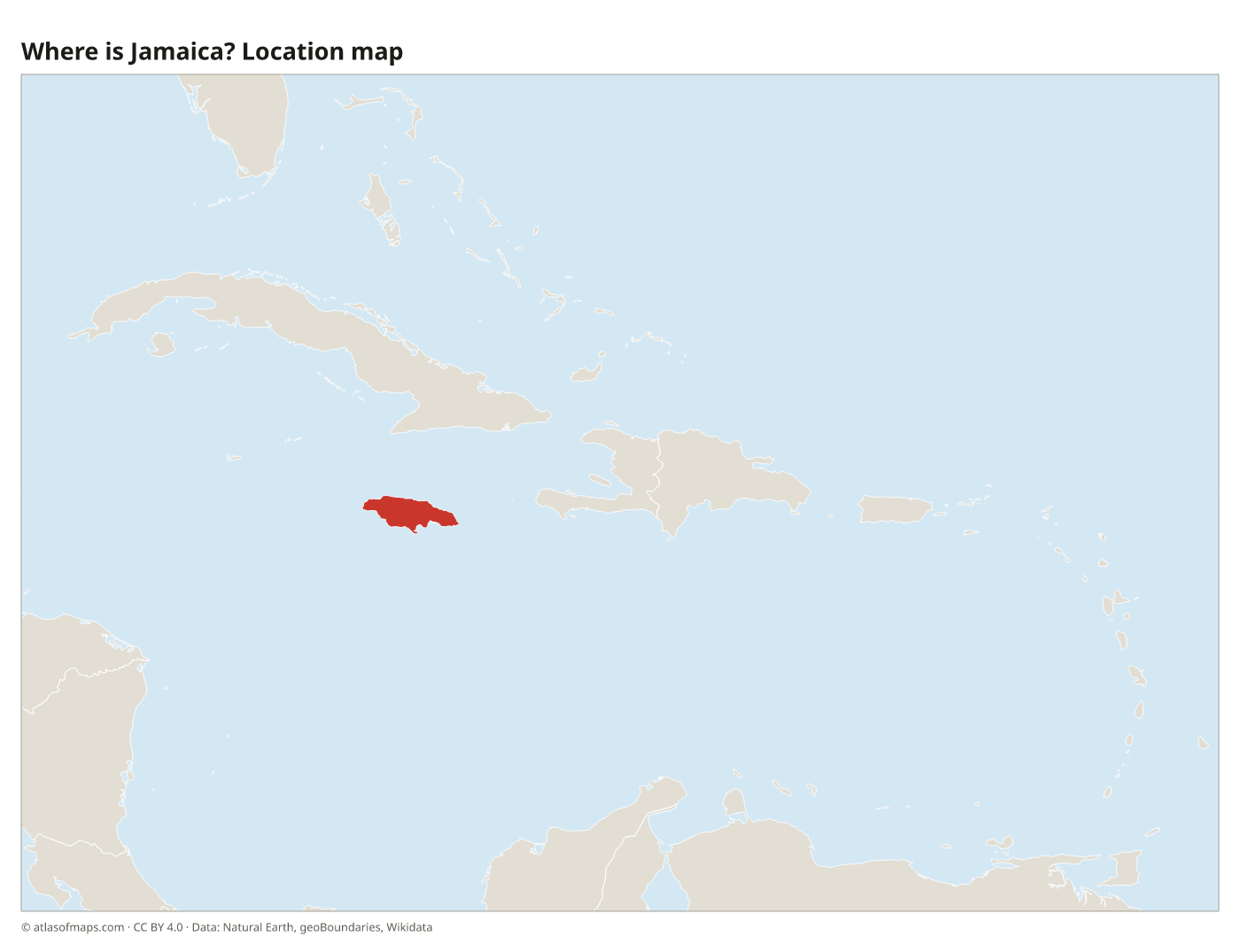 Where is Jamaica? Location map with Jamaica highlighted in red