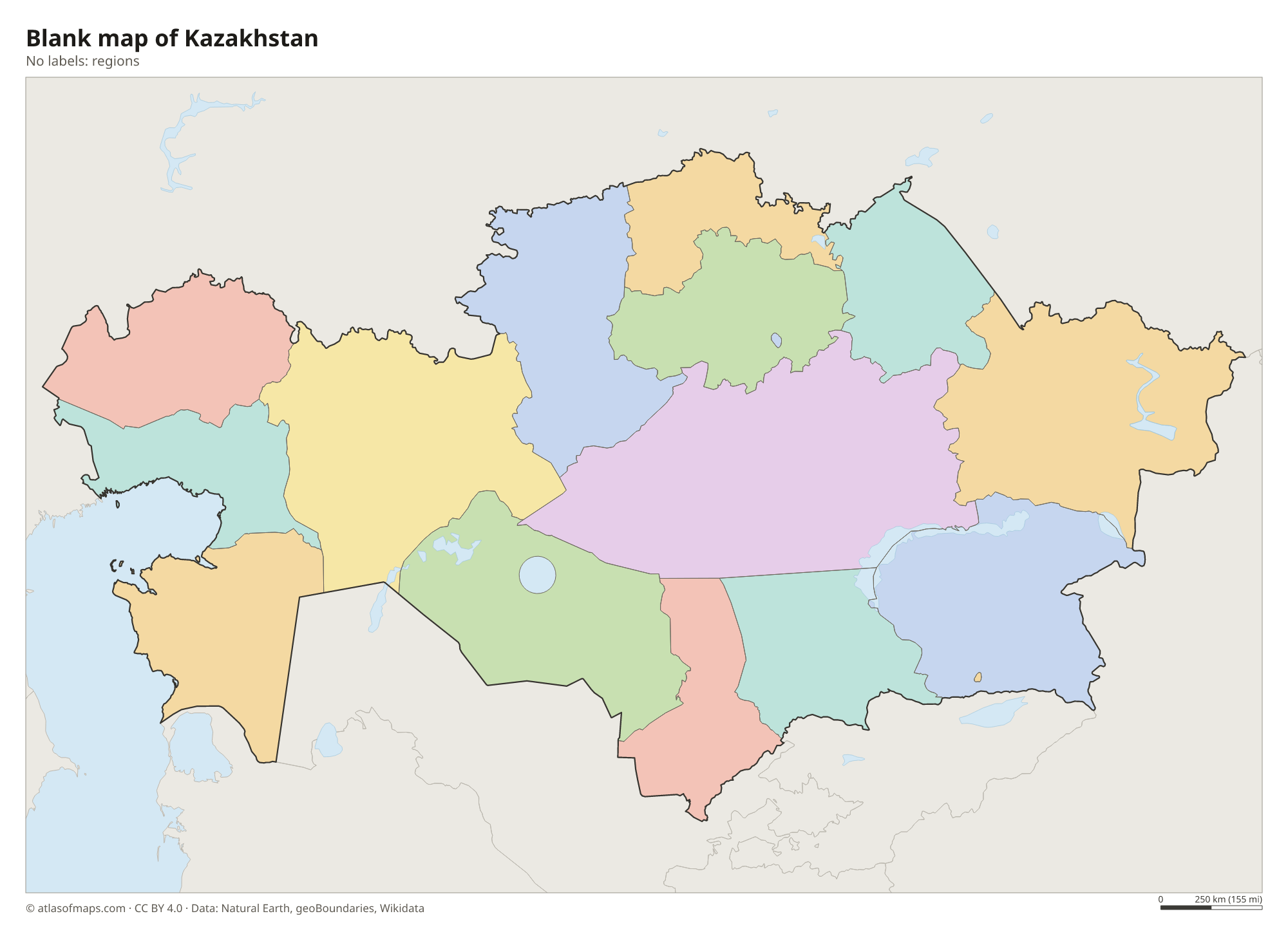 Blank outline map of Kazakhstan without labels