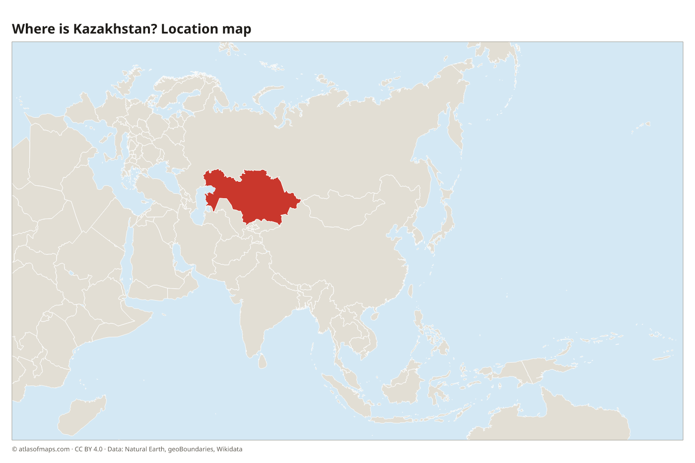 Where is Kazakhstan? Location map with Kazakhstan highlighted in red