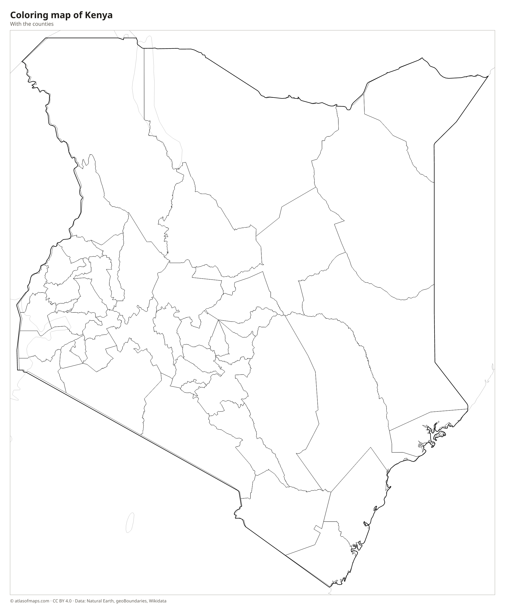 Coloring map of Kenya