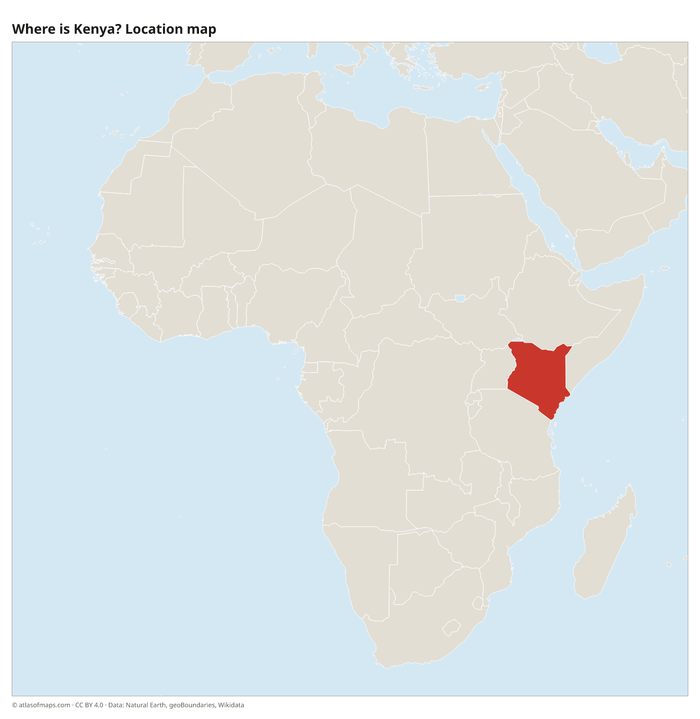 Where is Kenya? Location map with Kenya highlighted in red