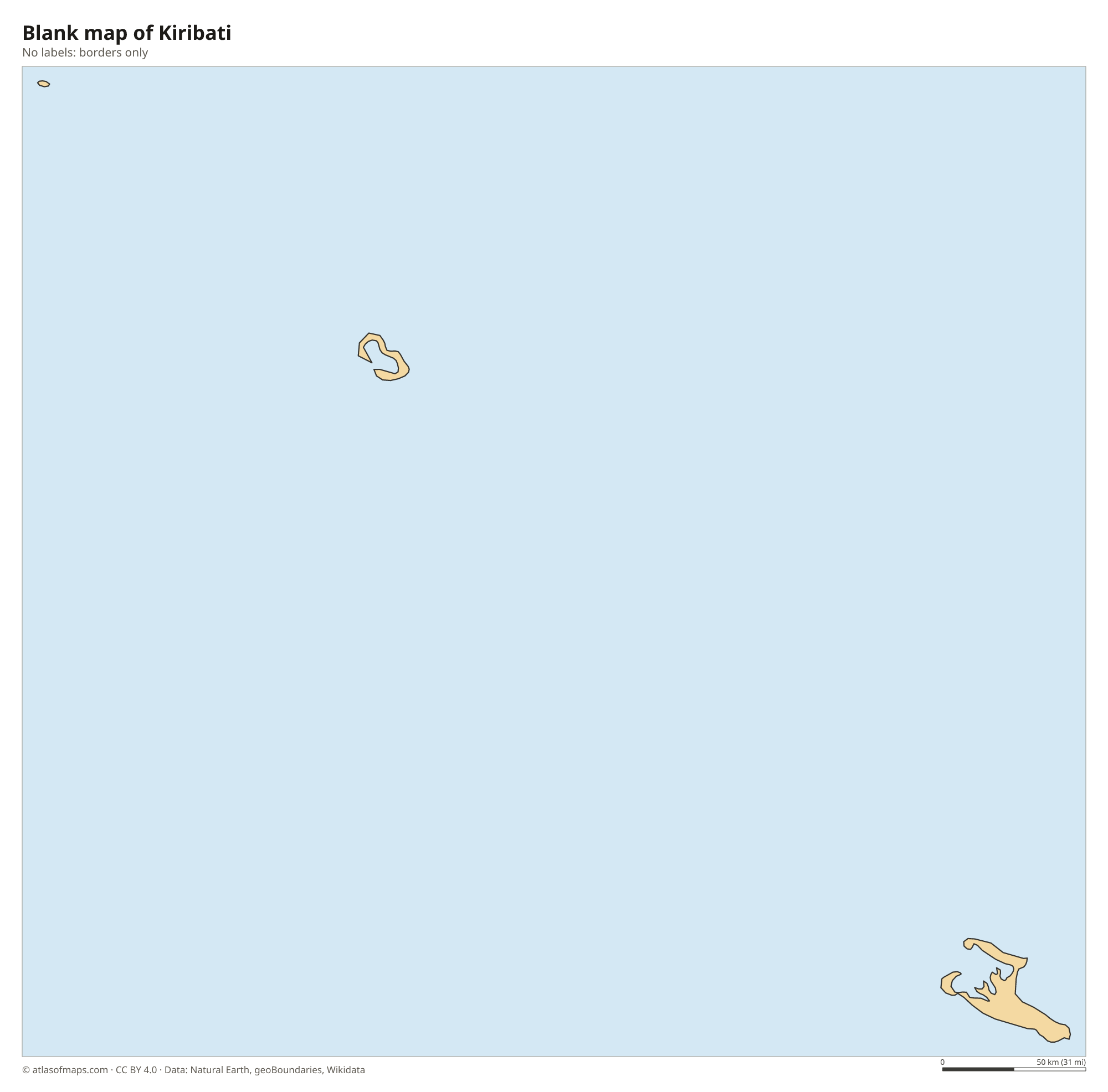 Blank outline map of Kiribati without labels