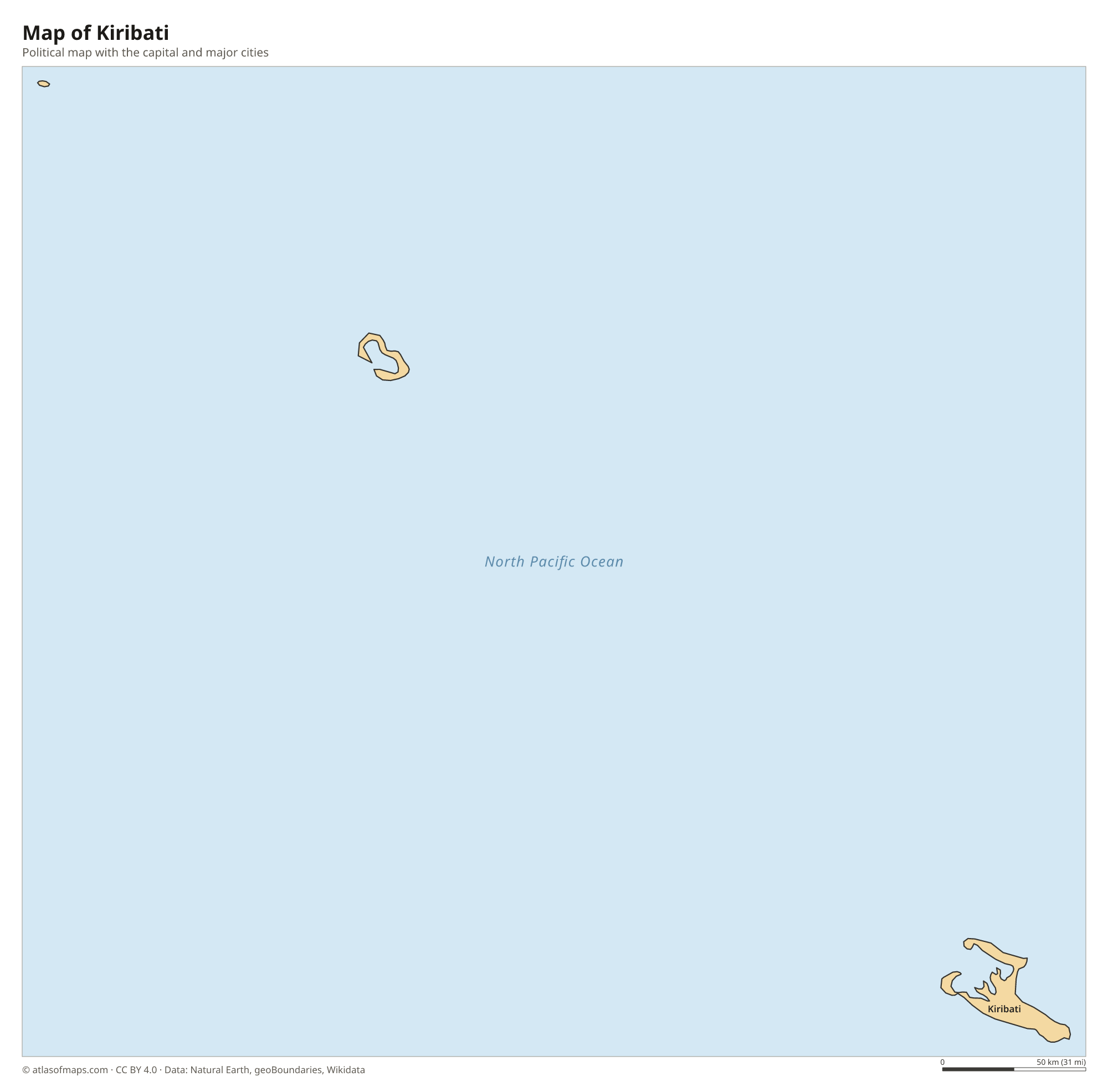 Political map of Kiribati with the capital South Tarawa