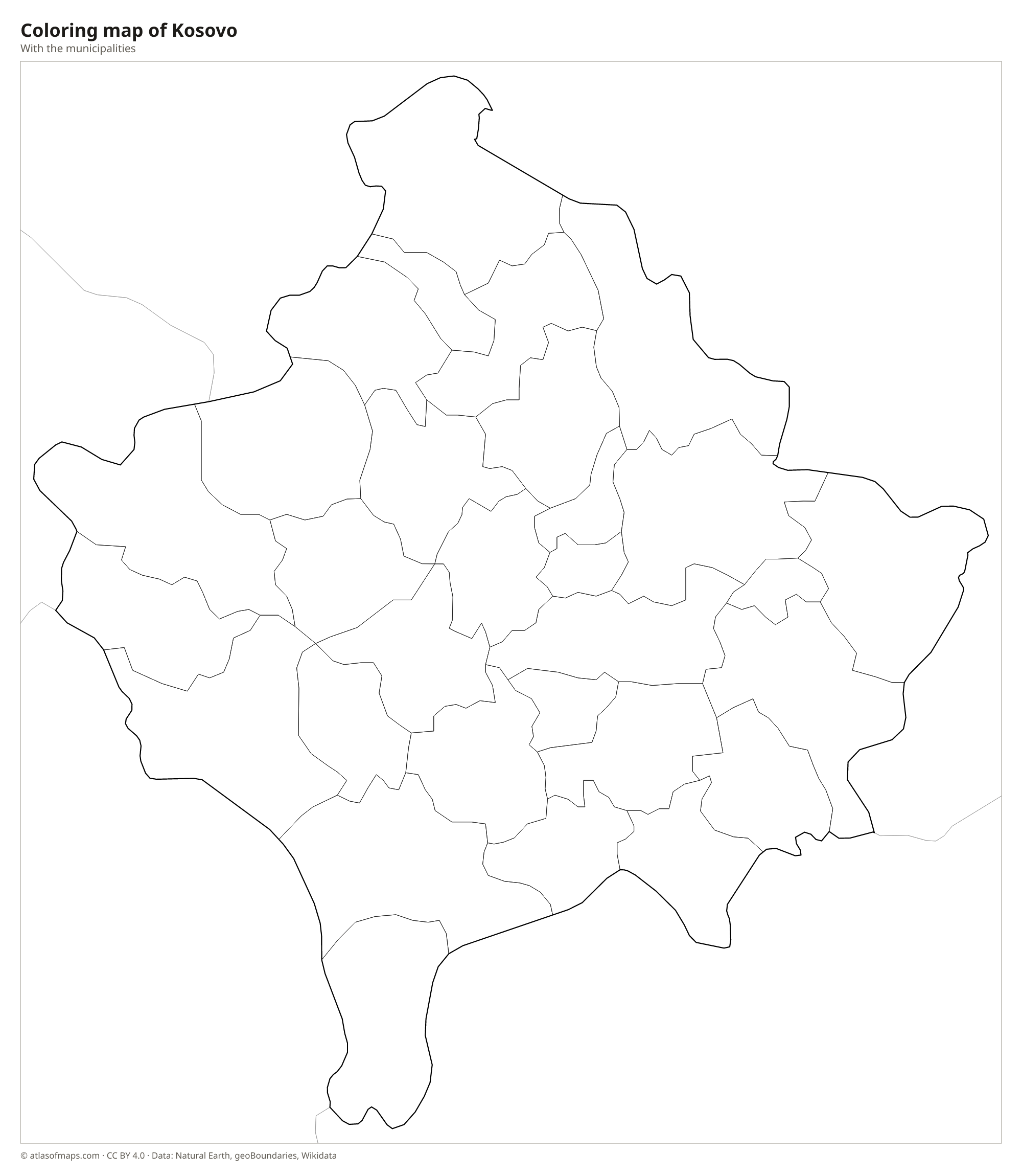 Coloring map of Kosovo