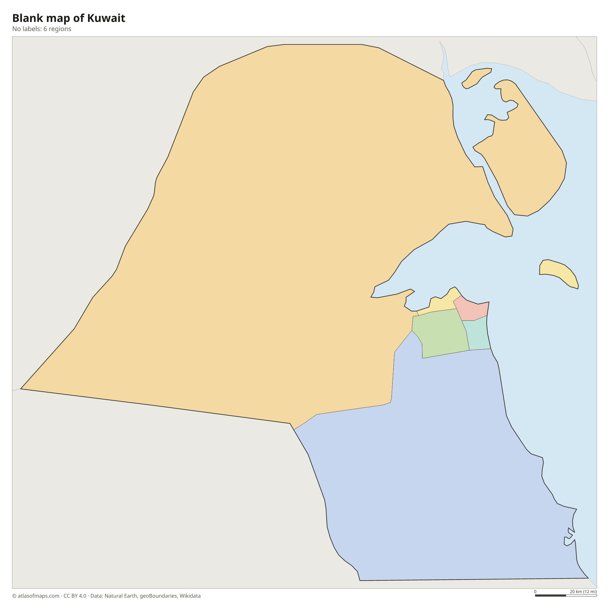 Blank outline map of Kuwait without labels