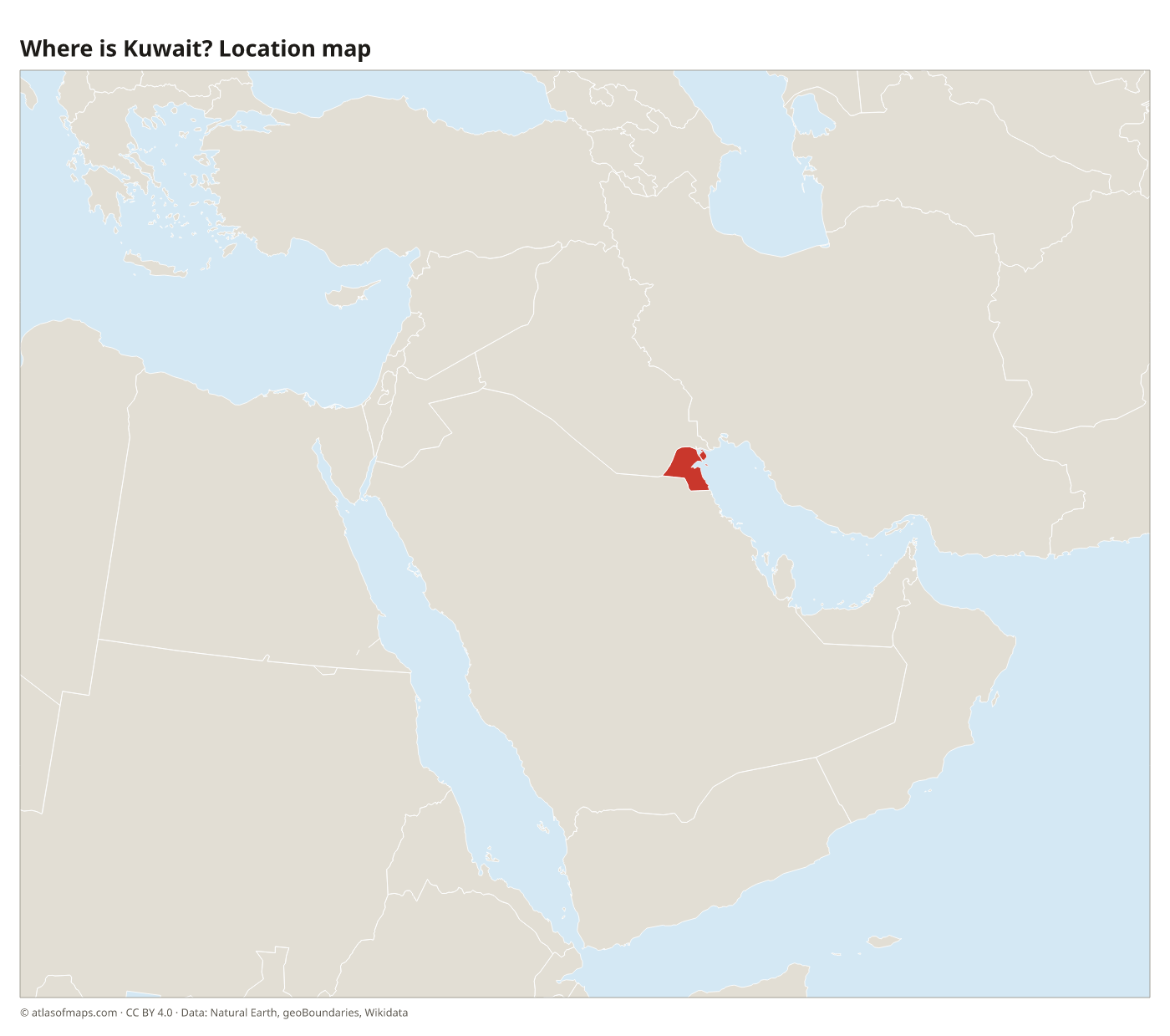 Where is Kuwait? Location map with Kuwait highlighted in red