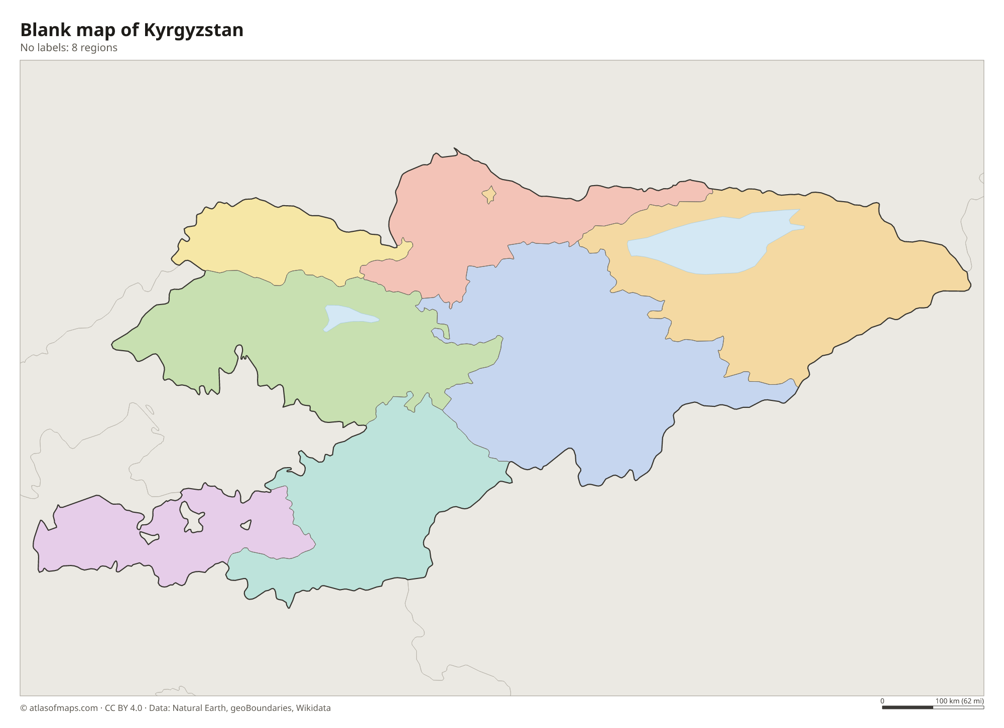 Blank outline map of Kyrgyzstan without labels