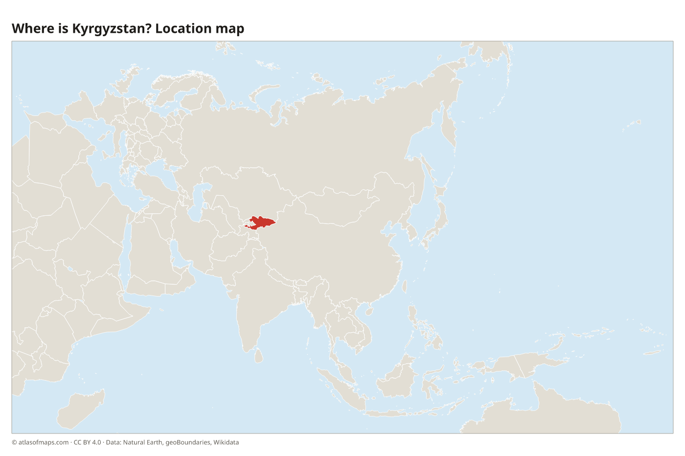 Where is Kyrgyzstan? Location map with Kyrgyzstan highlighted in red
