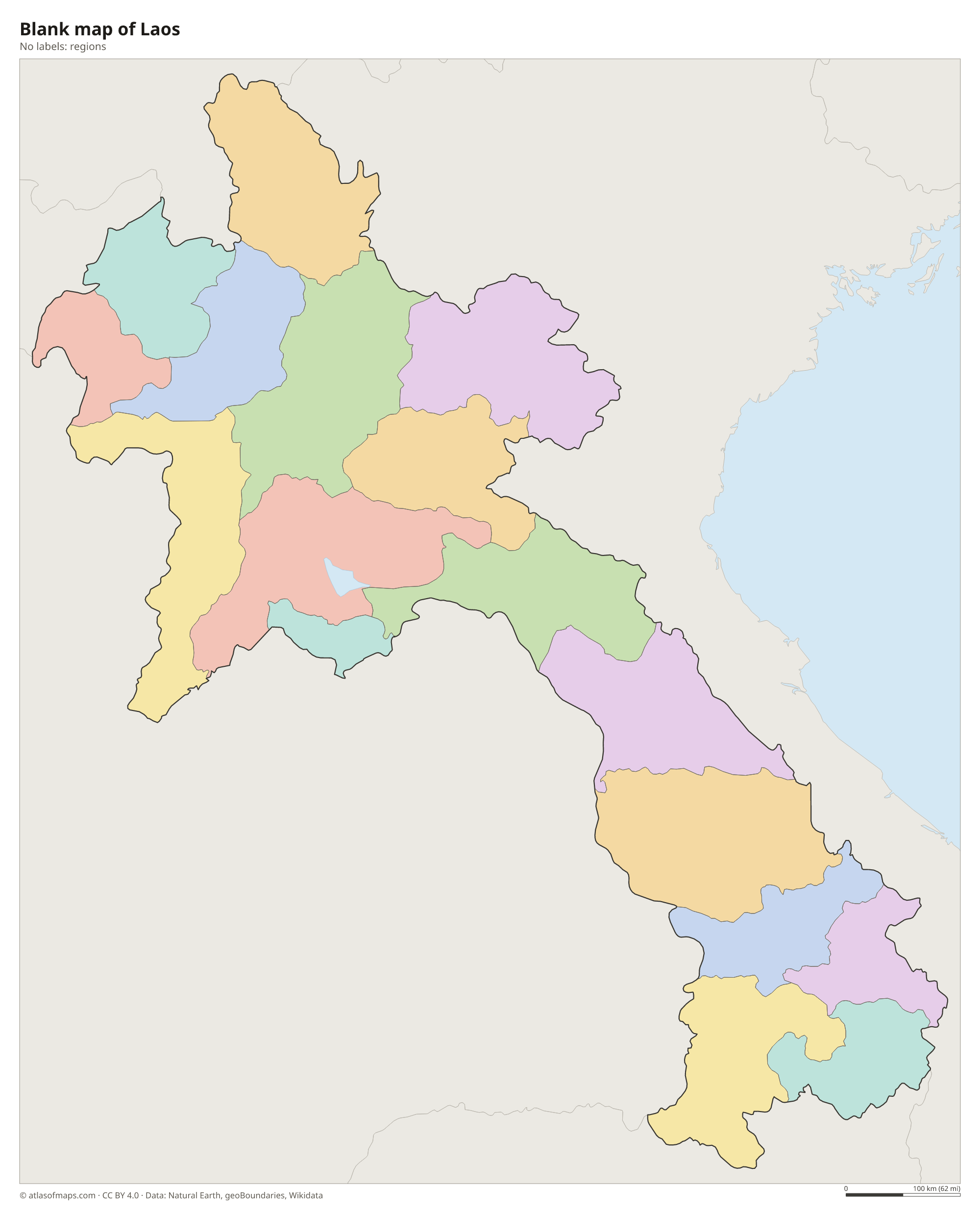 Blank outline map of Laos without labels
