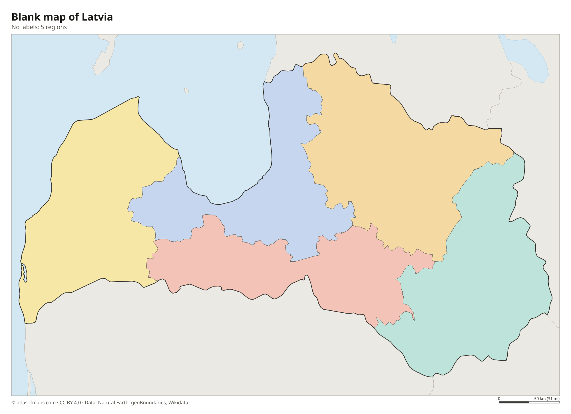 Blank outline map of Latvia without labels