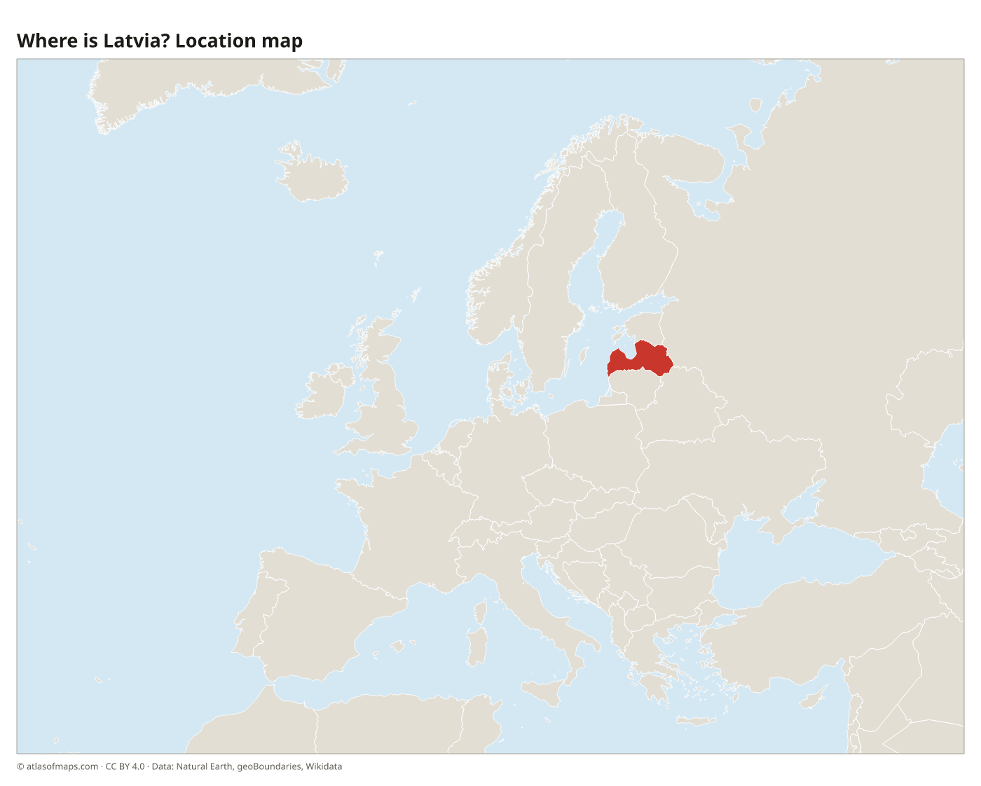 Where is Latvia? Location map with Latvia highlighted in red