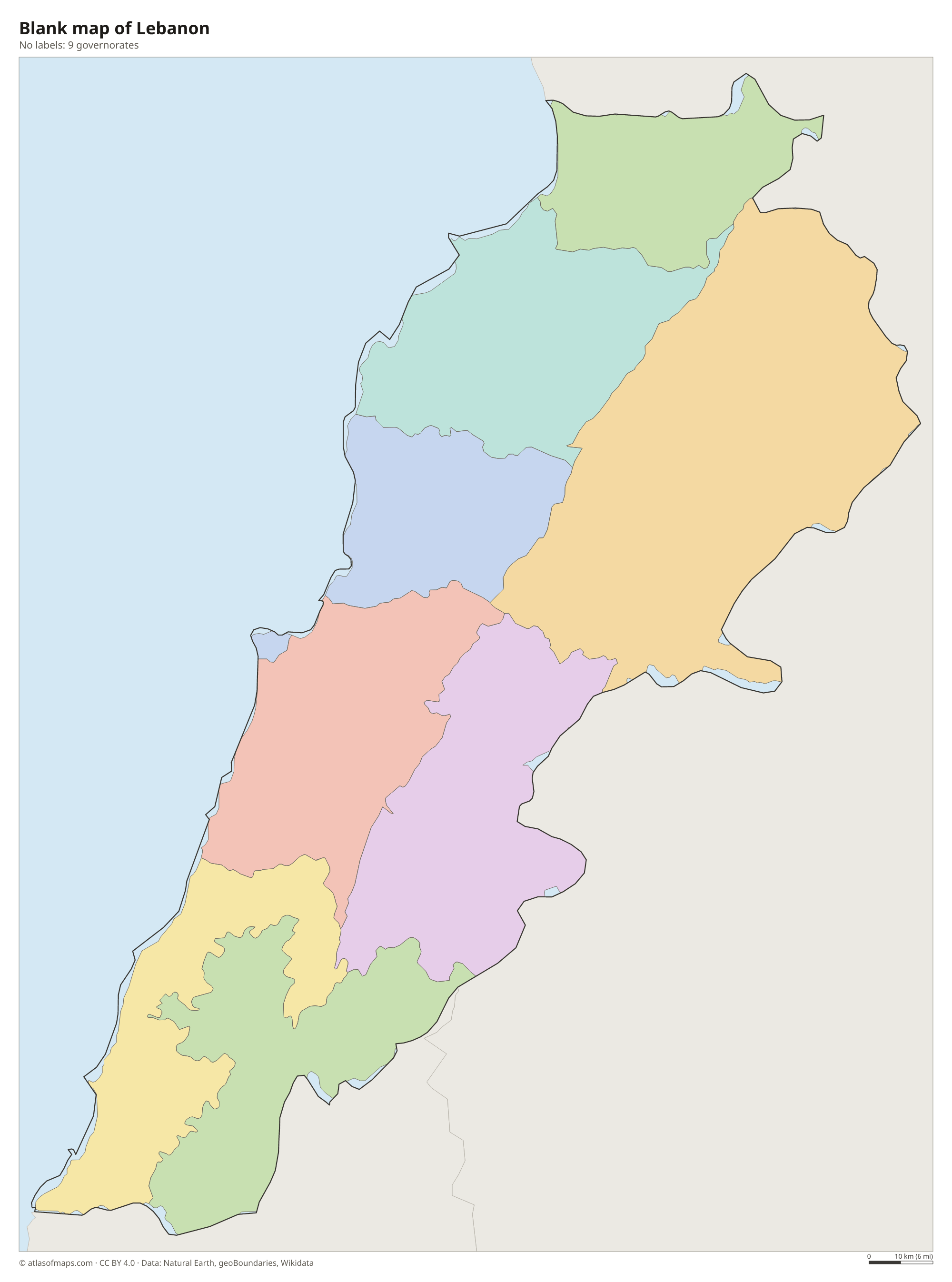 Blank outline map of Lebanon without labels