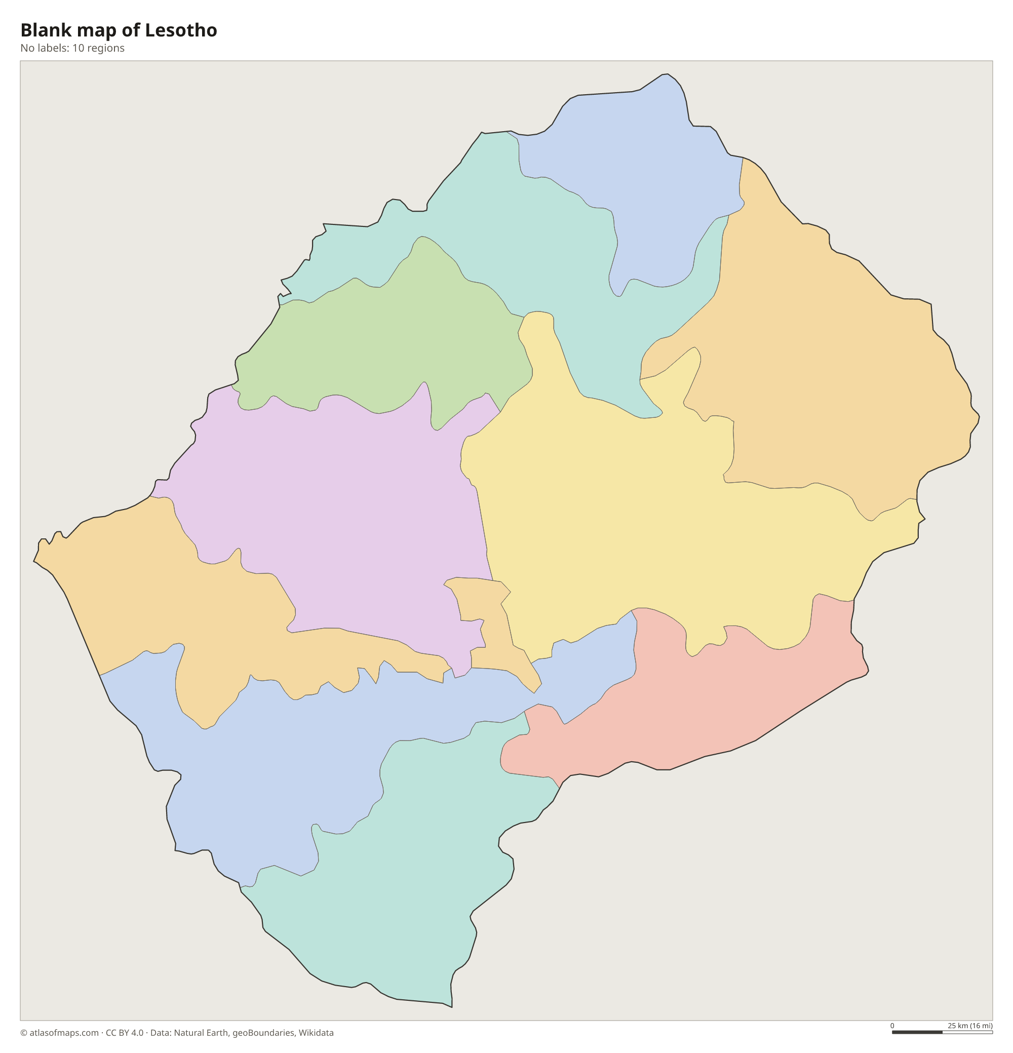 Blank outline map of Lesotho without labels