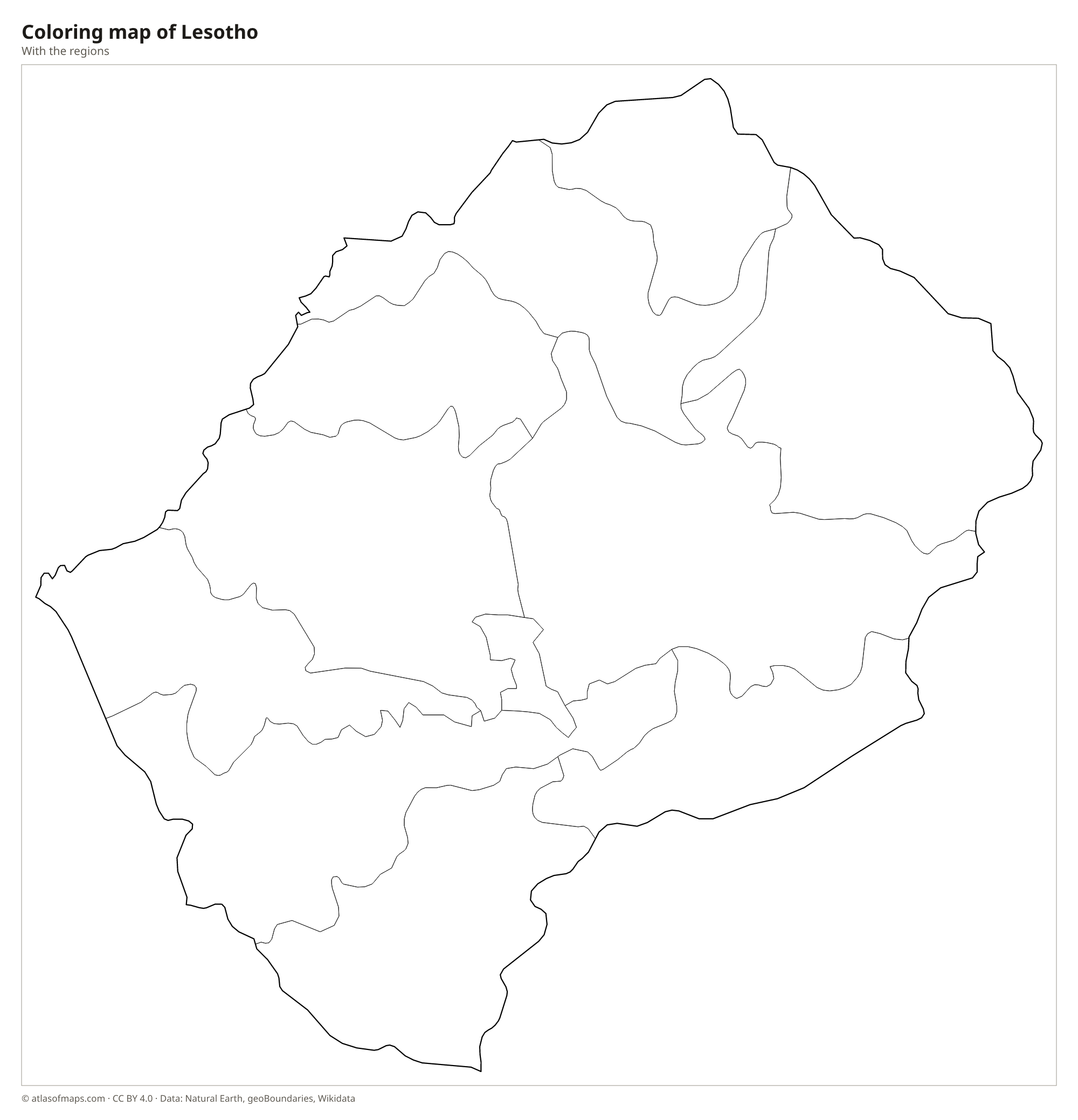 Coloring map of Lesotho