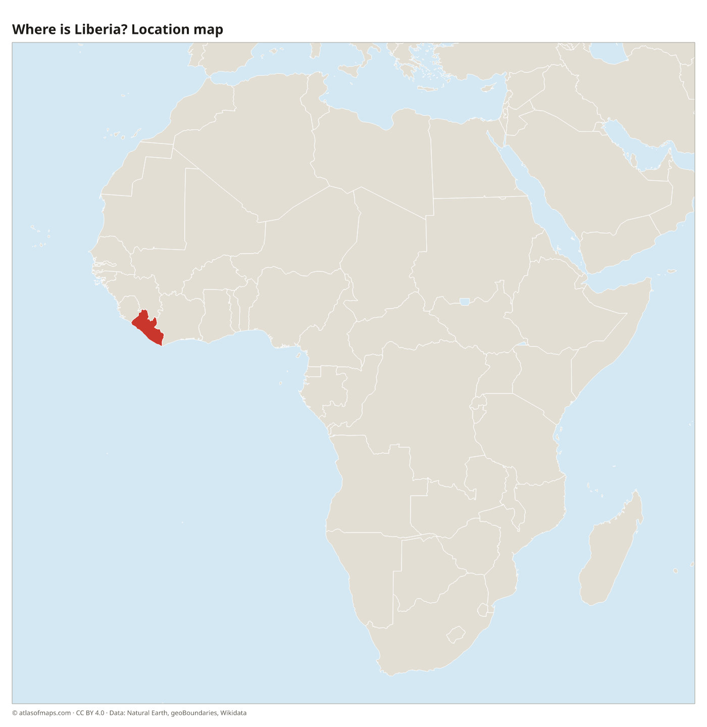 Where is Liberia? Location map with Liberia highlighted in red
