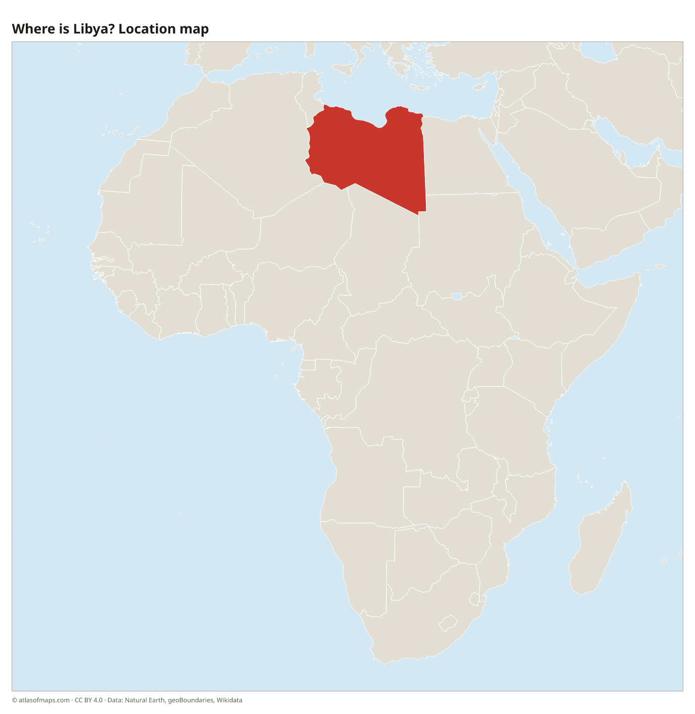 Where is Libya? Location map with Libya highlighted in red