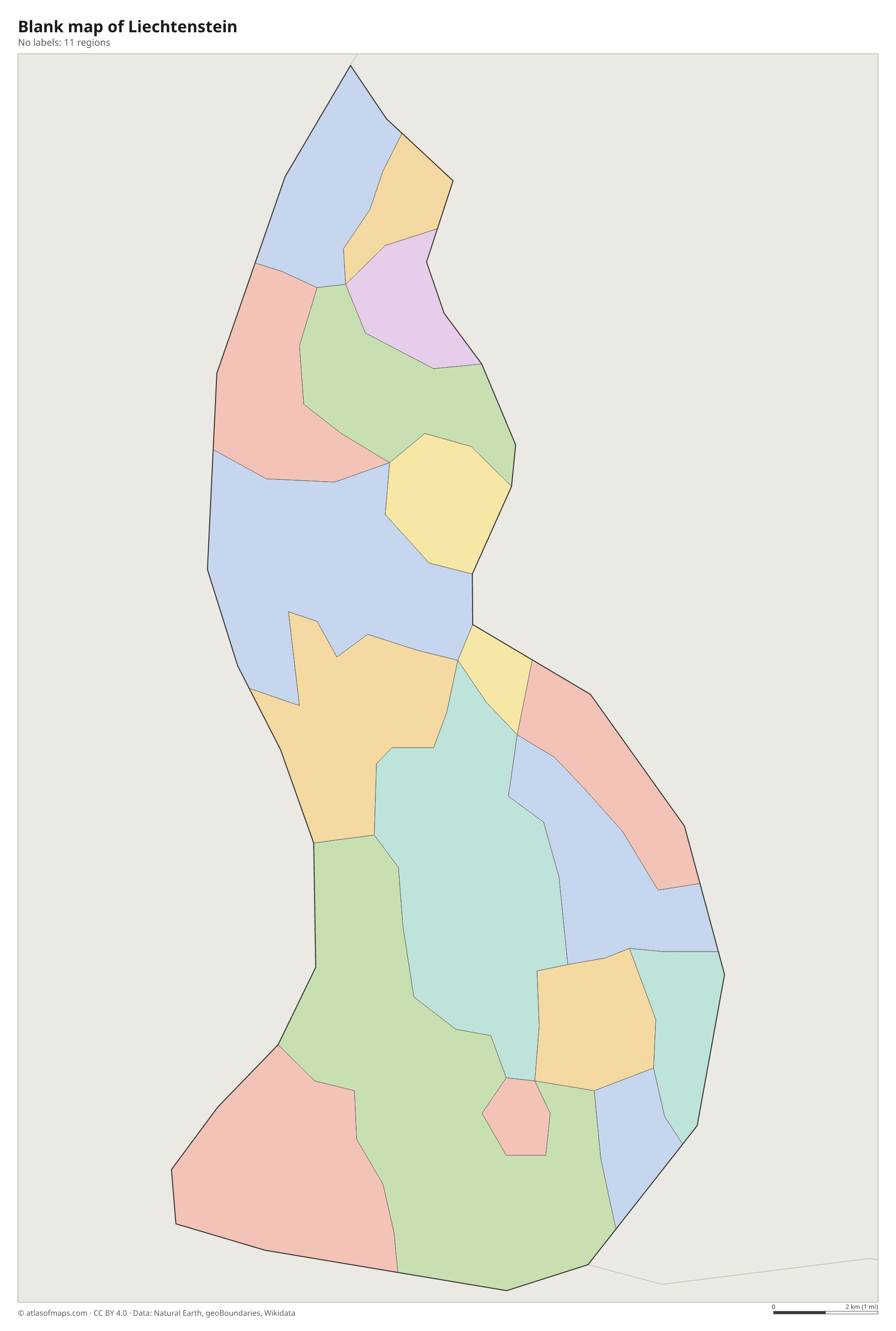 Blank outline map of Liechtenstein without labels