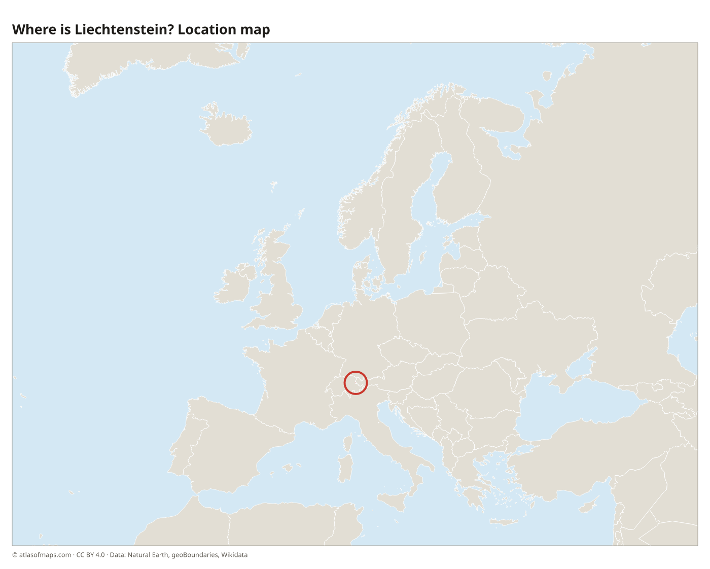 Where is Liechtenstein? Location map with Liechtenstein highlighted in red