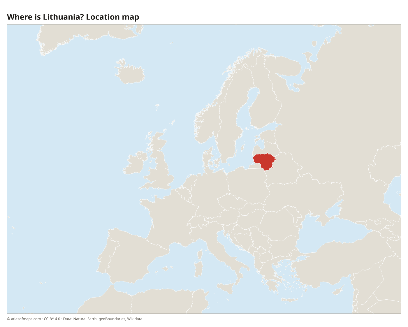 Where is Lithuania? Location map with Lithuania highlighted in red