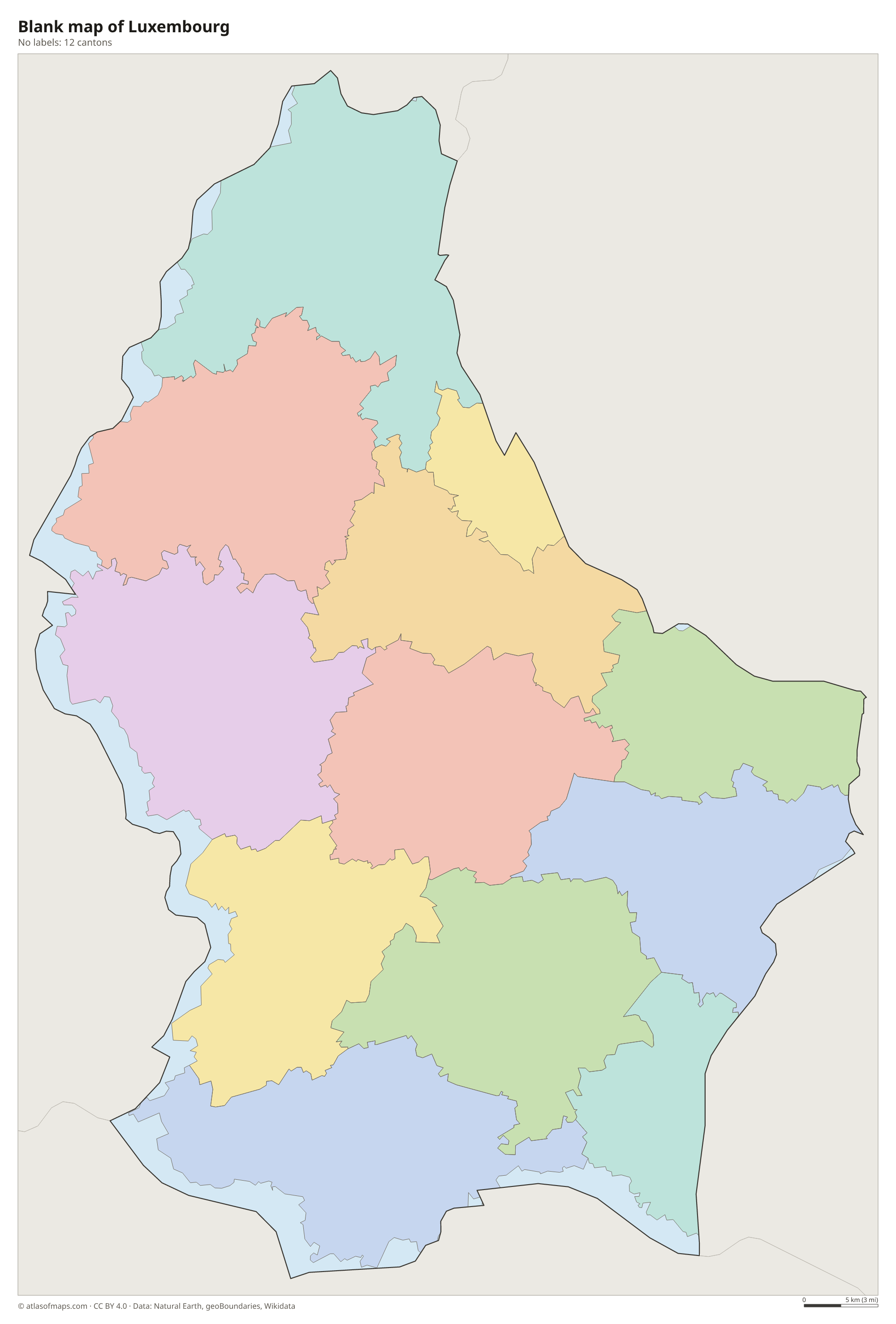 Blank outline map of Luxembourg without labels