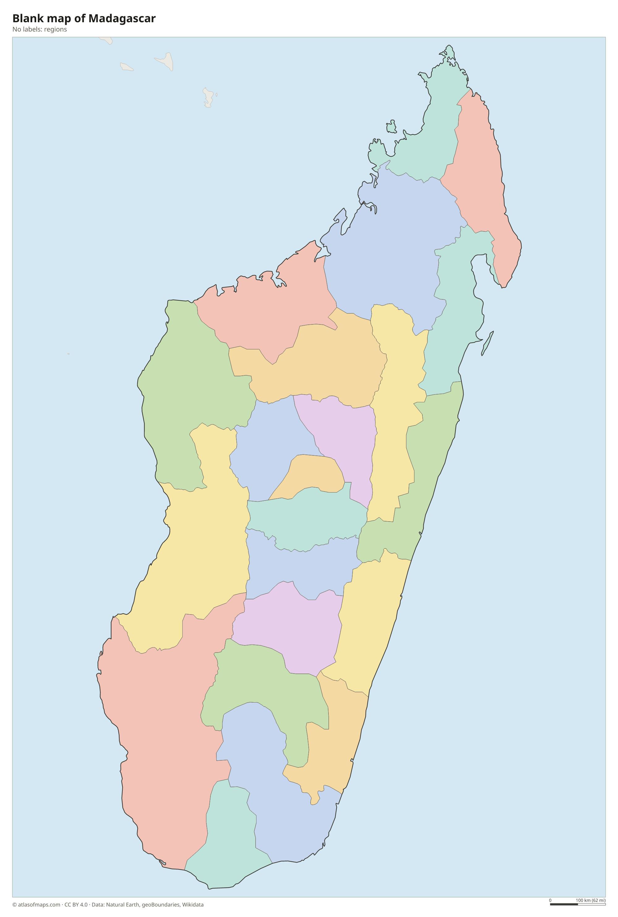 Blank outline map of Madagascar without labels